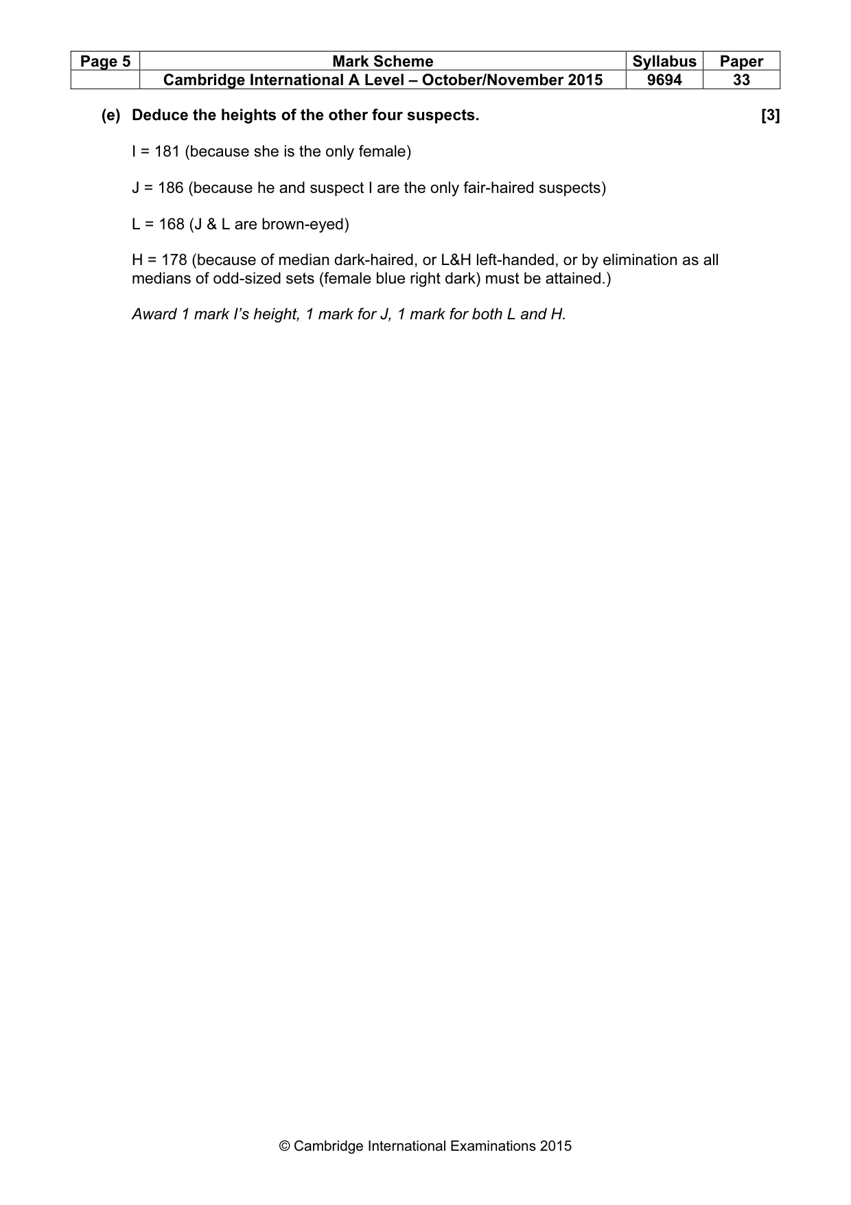 Mark scheme, page 5 of 9