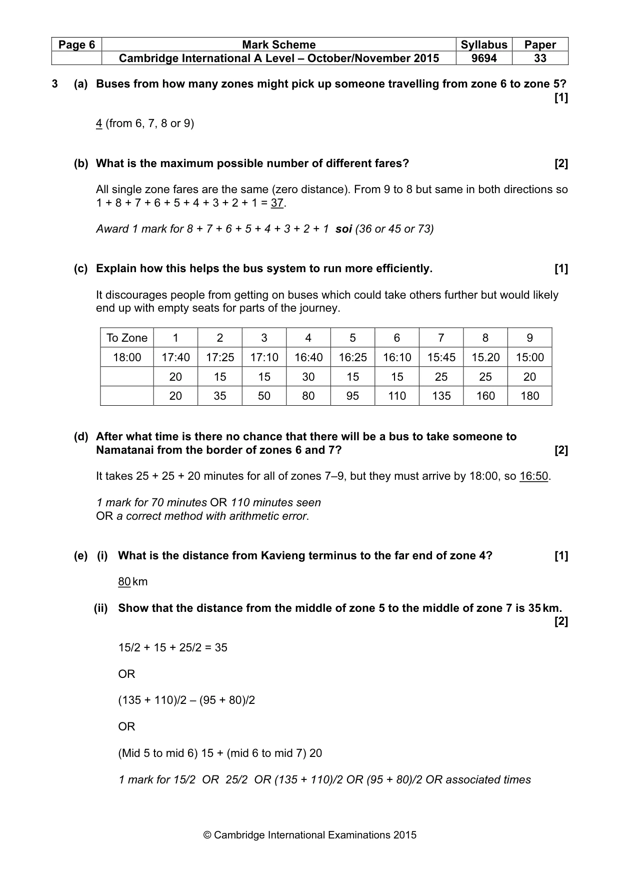 Mark scheme, page 6 of 9