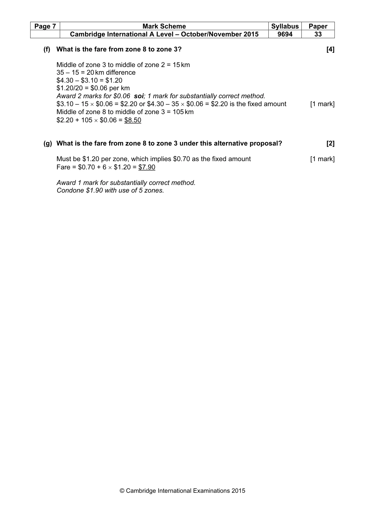 Mark scheme, page 7 of 9