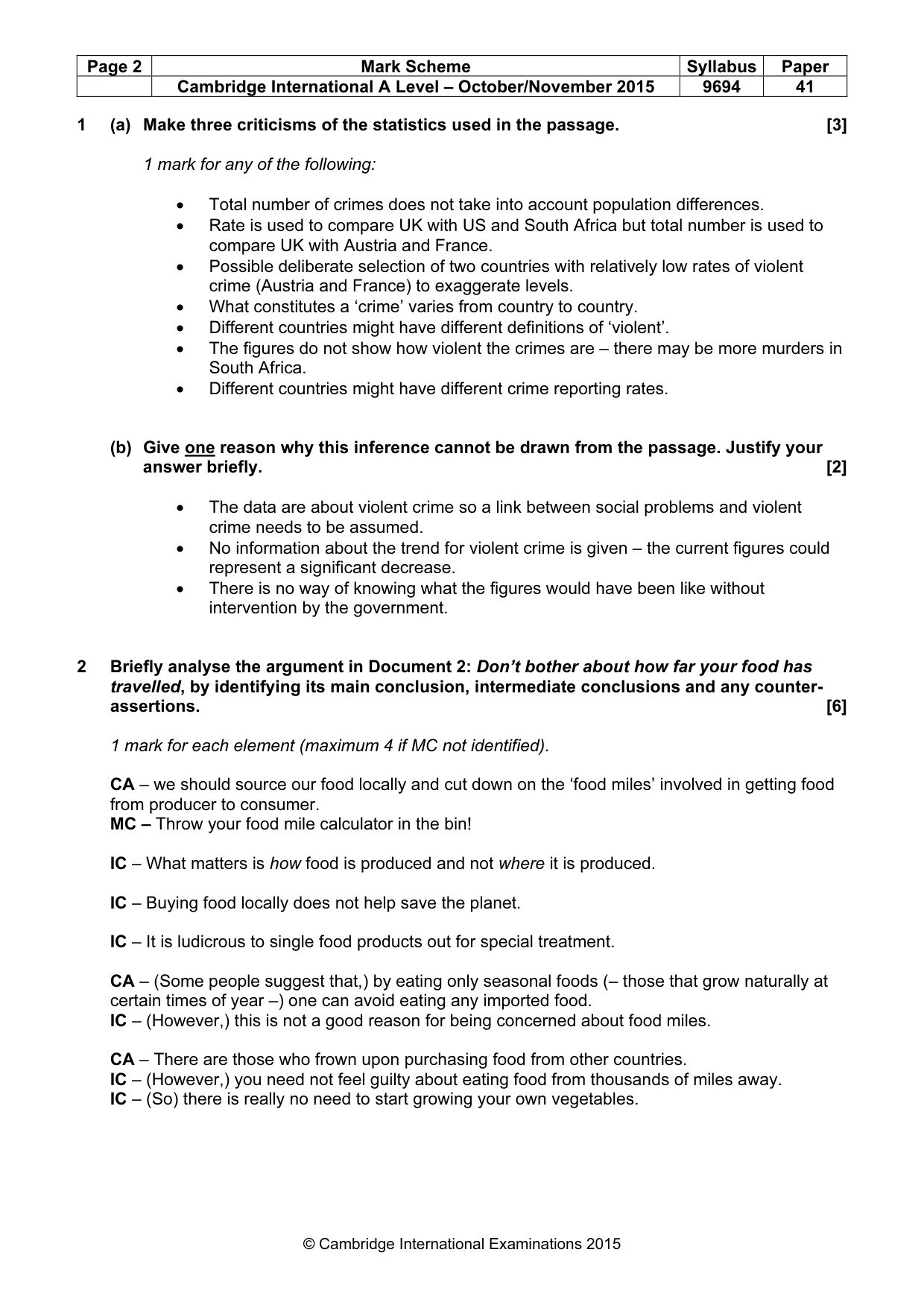 Mark scheme, page 2 of 7