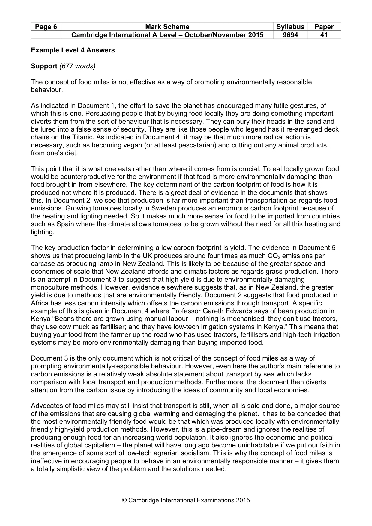 Mark scheme, page 6 of 7