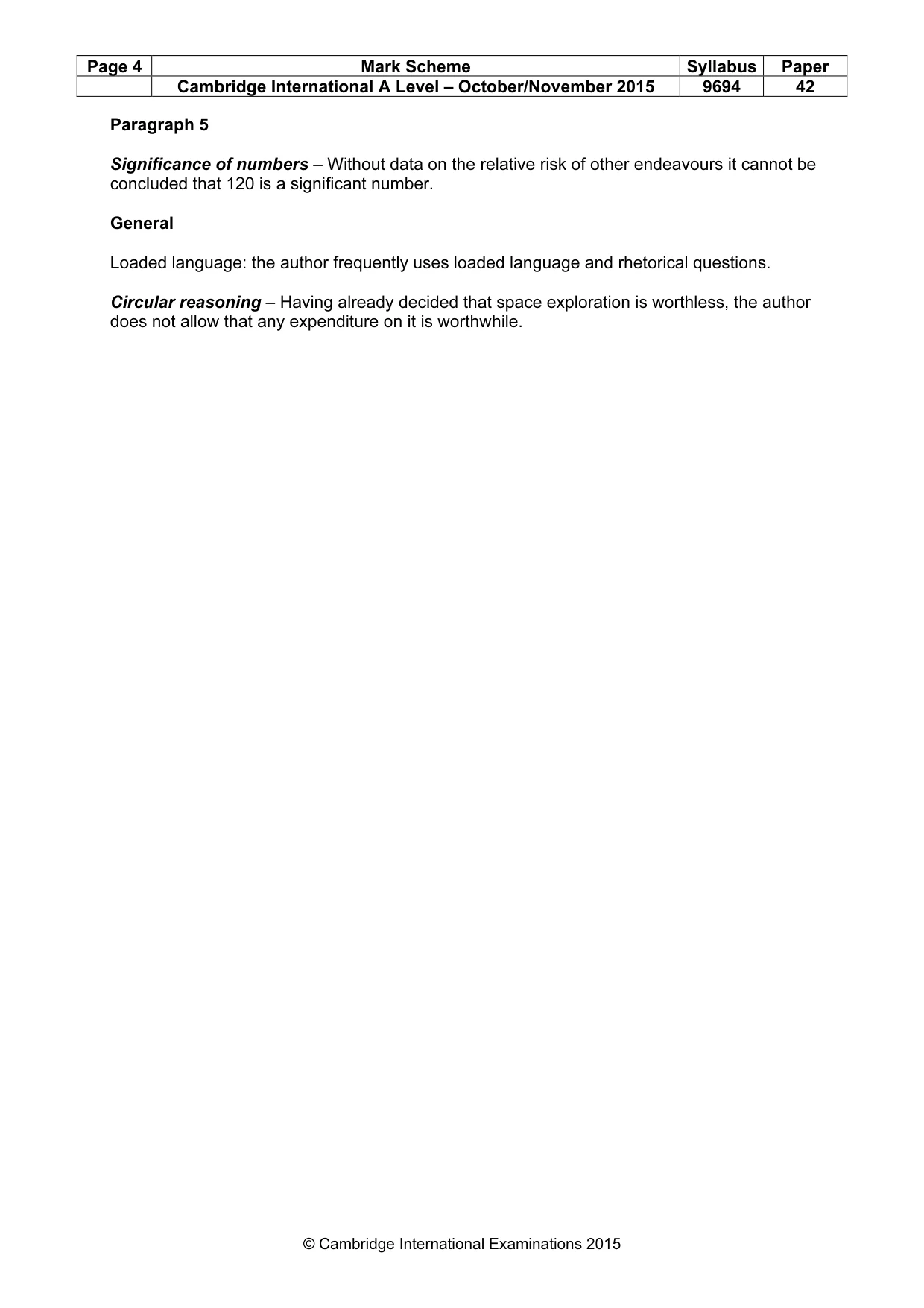 Mark scheme, page 4 of 9