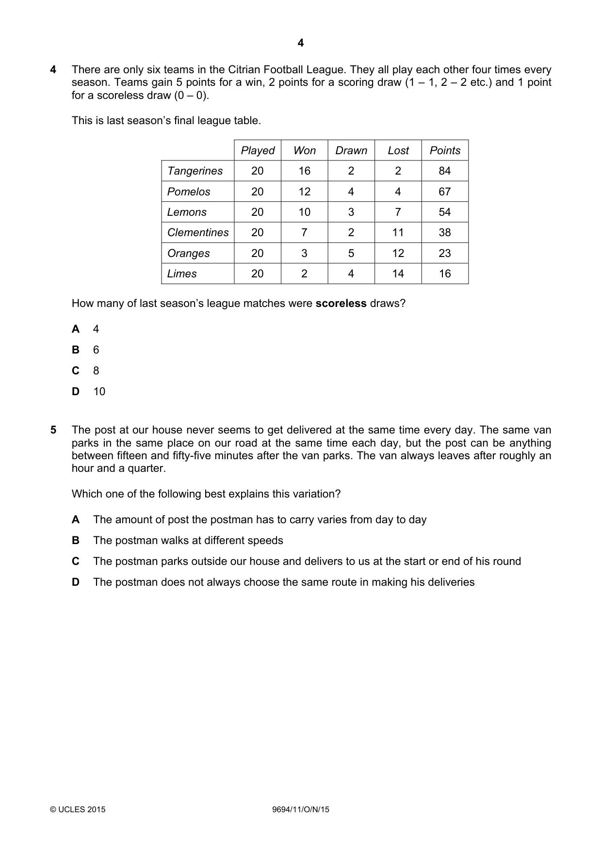 Cambridge A Level Thinking Skills 9694 2015 Oct/Nov Paper 1 · Variant 1 question paper, page 4 of 20
