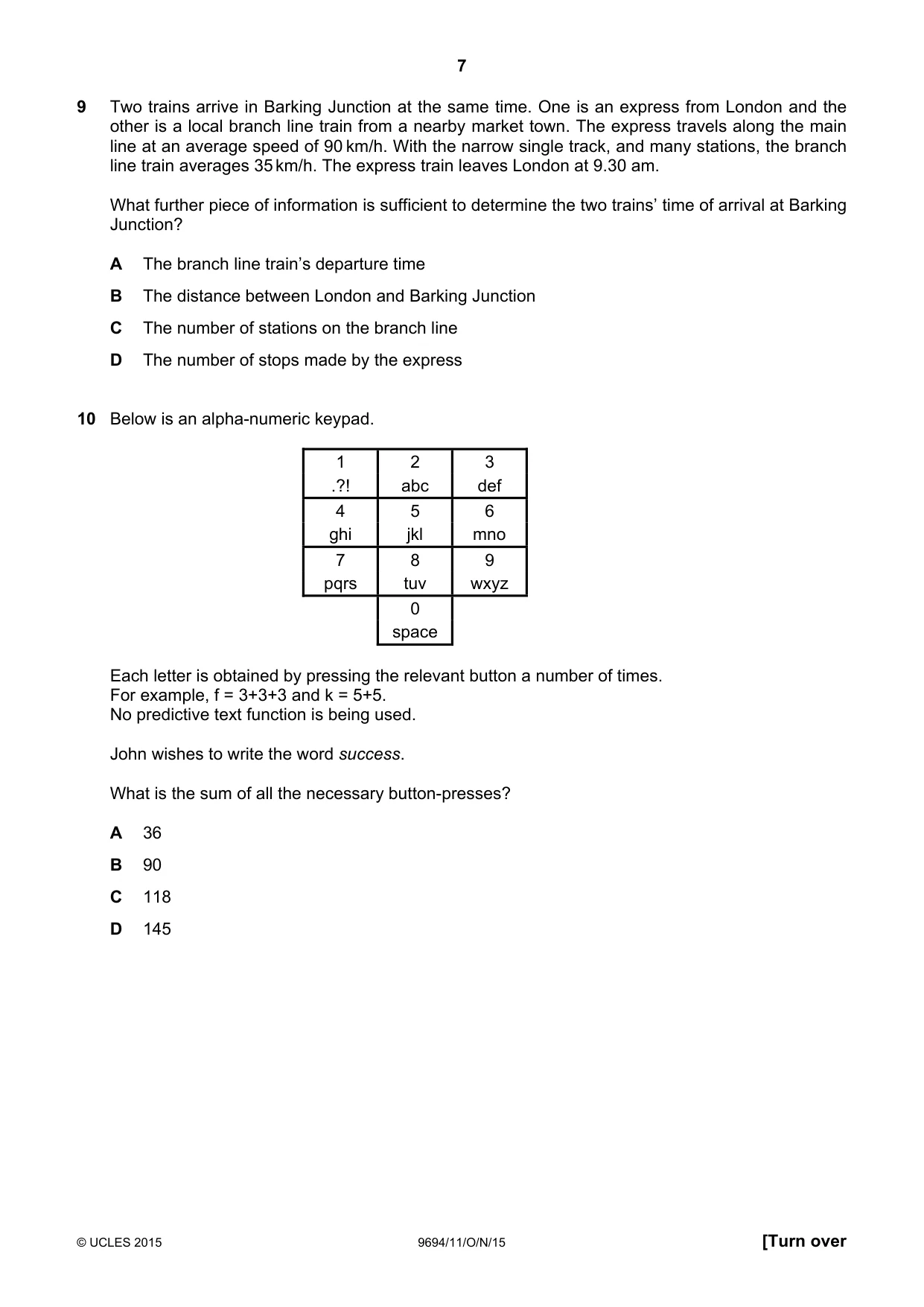 Cambridge A Level Thinking Skills 9694 2015 Oct/Nov Paper 1 · Variant 1 question paper, page 7 of 20