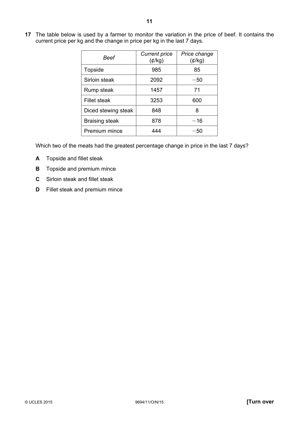 Cambridge A Level Thinking Skills 9694 2015 Oct/Nov Paper 1 · Variant 1 question paper, page 11 of 20