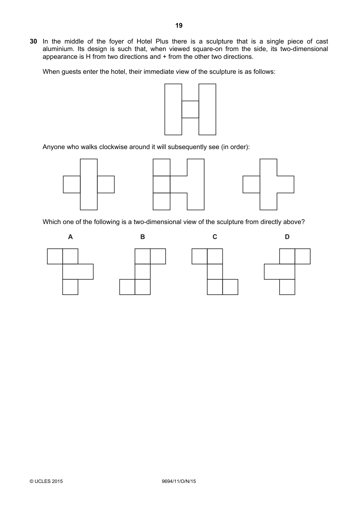 Cambridge A Level Thinking Skills 9694 2015 Oct/Nov Paper 1 · Variant 1 question paper, page 19 of 20