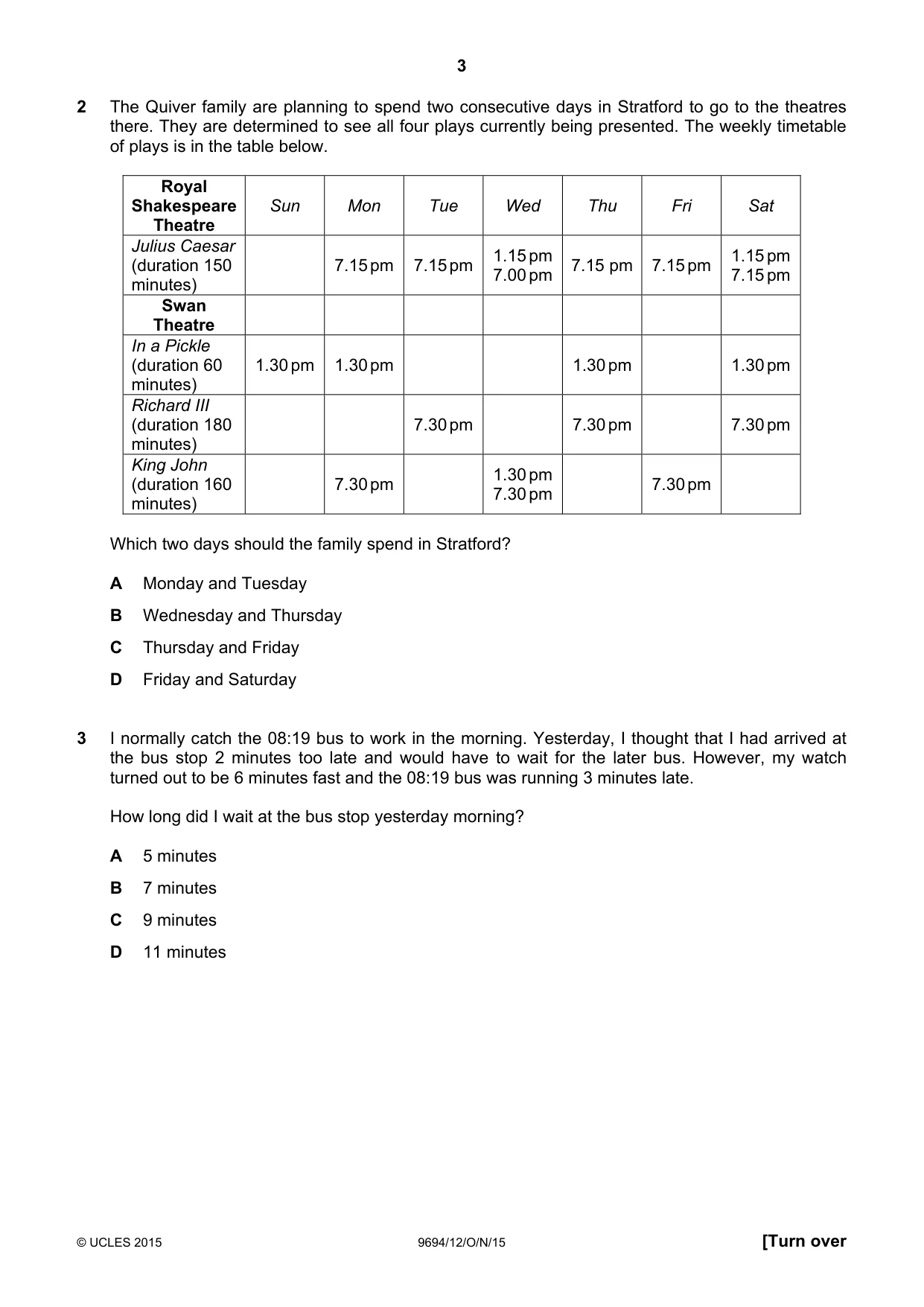 Cambridge A Level Thinking Skills 9694 2015 Oct/Nov Paper 1 · Variant 2 question paper, page 3 of 20