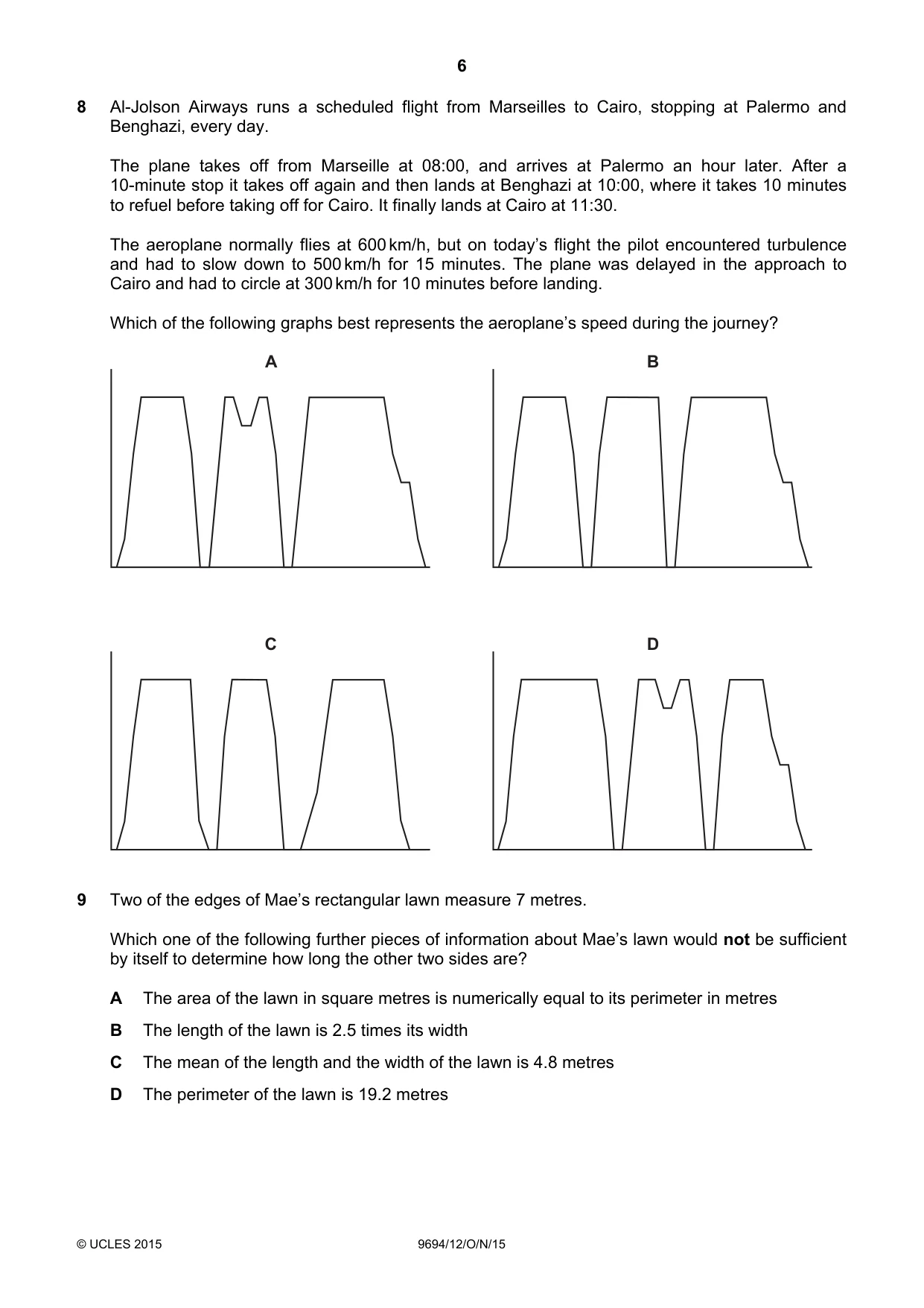 Cambridge A Level Thinking Skills 9694 2015 Oct/Nov Paper 1 · Variant 2 question paper, page 6 of 20