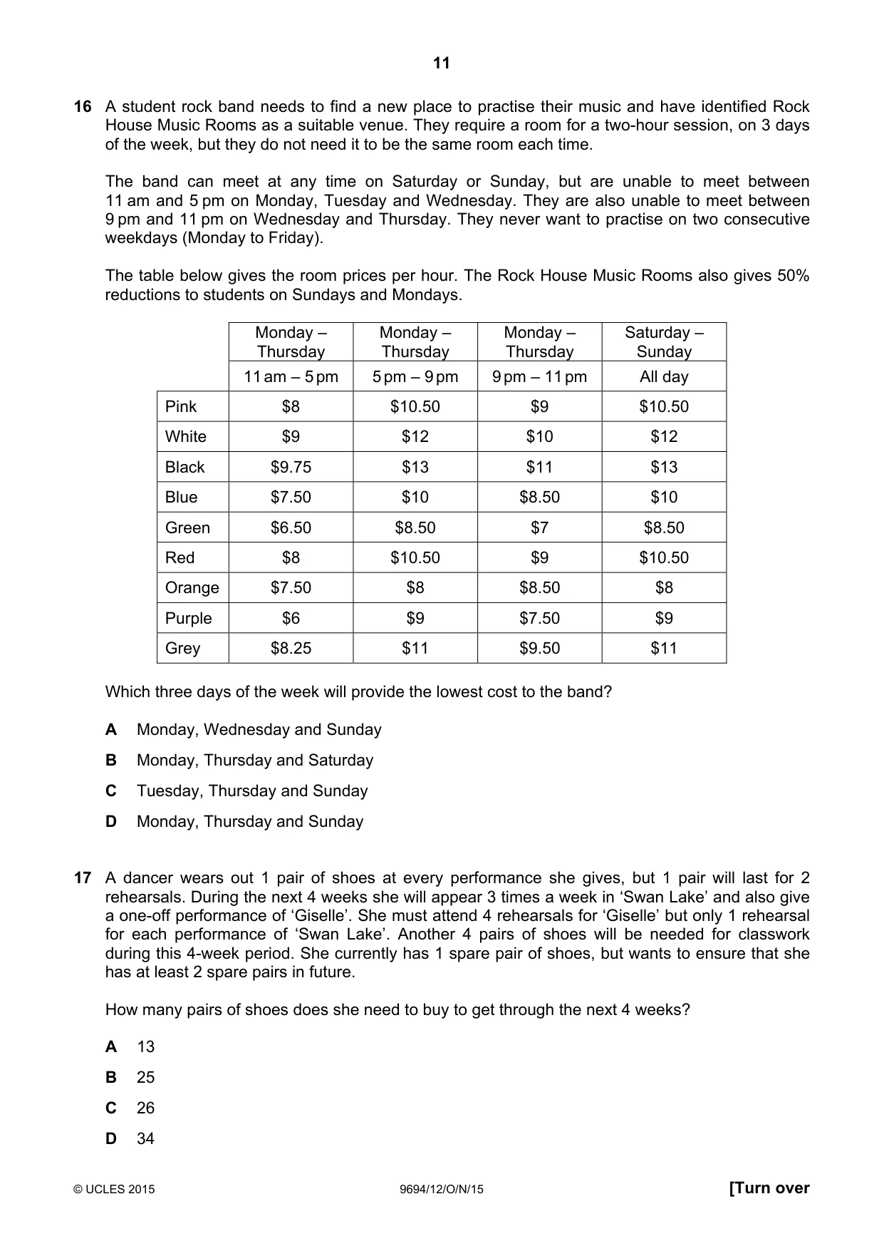 Cambridge A Level Thinking Skills 9694 2015 Oct/Nov Paper 1 · Variant 2 question paper, page 11 of 20