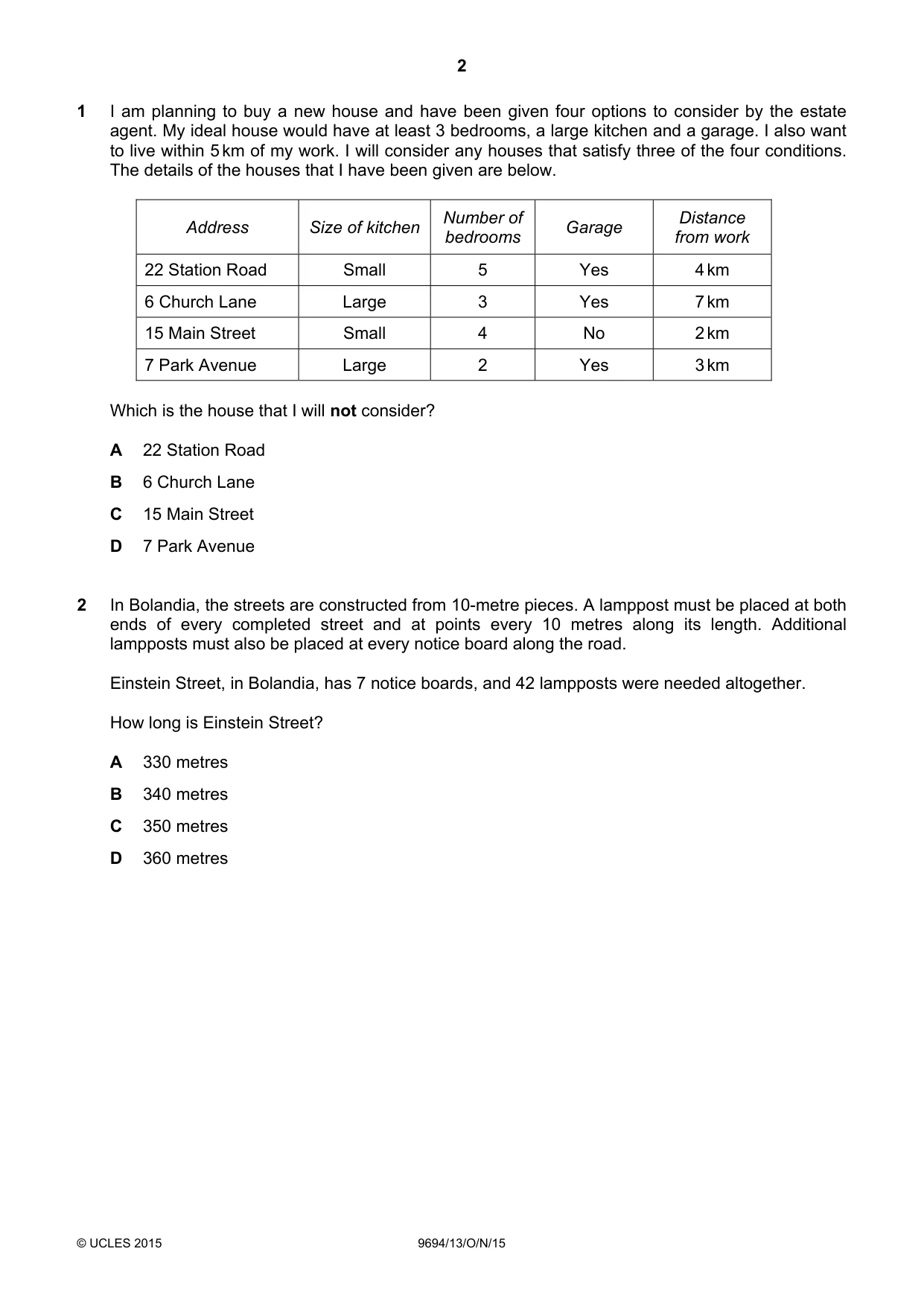 Cambridge A Level Thinking Skills 9694 2015 Oct/Nov Paper 1 · Variant 3 question paper, page 2 of 20