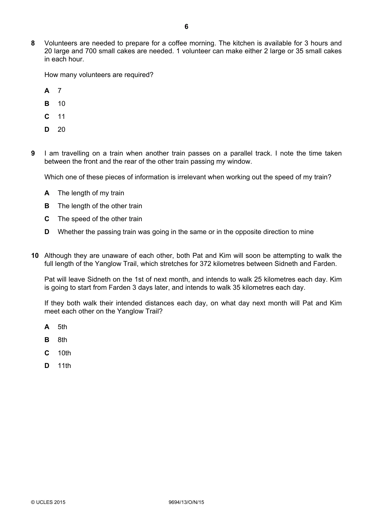 Cambridge A Level Thinking Skills 9694 2015 Oct/Nov Paper 1 · Variant 3 question paper, page 6 of 20