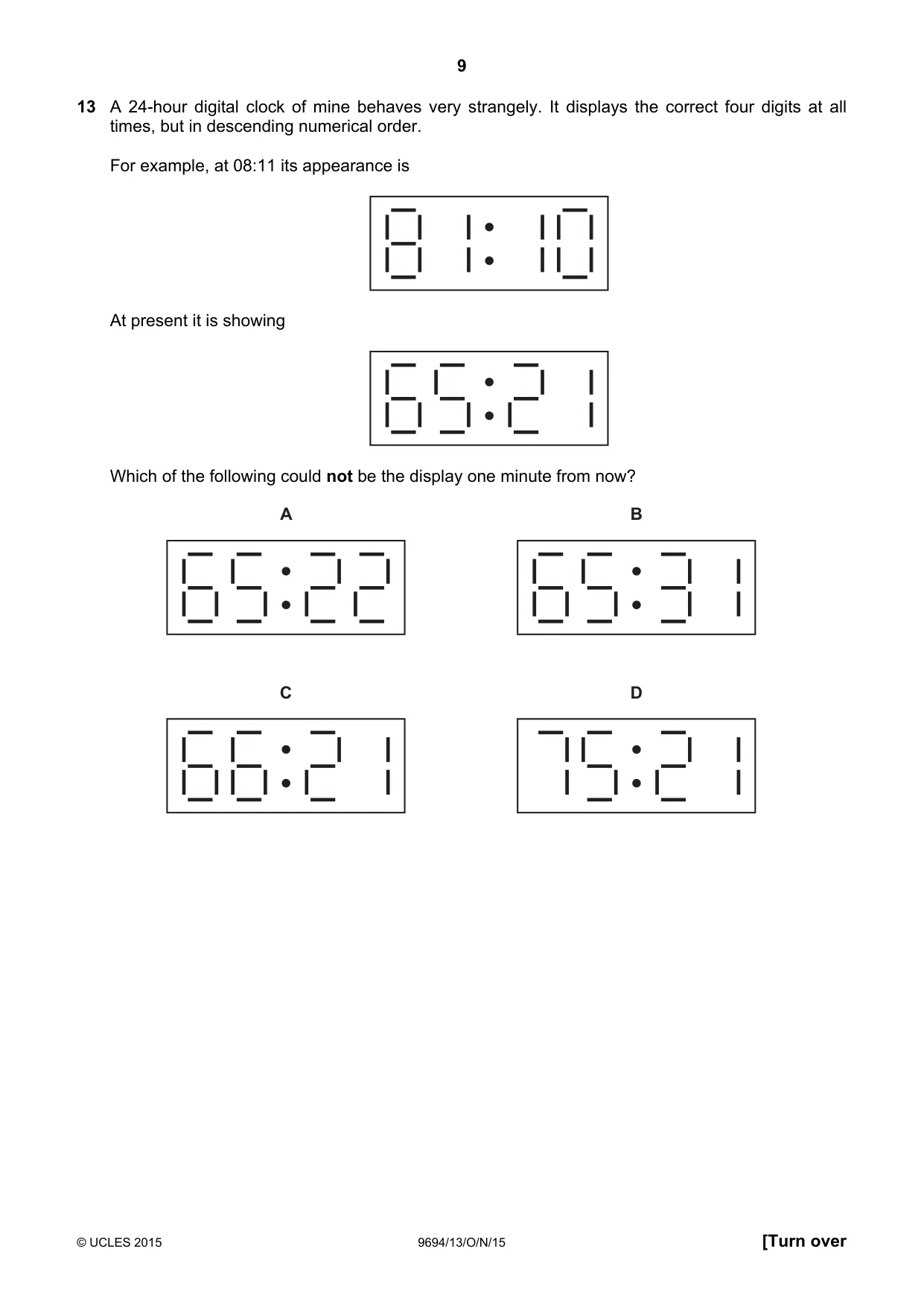 Cambridge A Level Thinking Skills 9694 2015 Oct/Nov Paper 1 · Variant 3 question paper, page 9 of 20