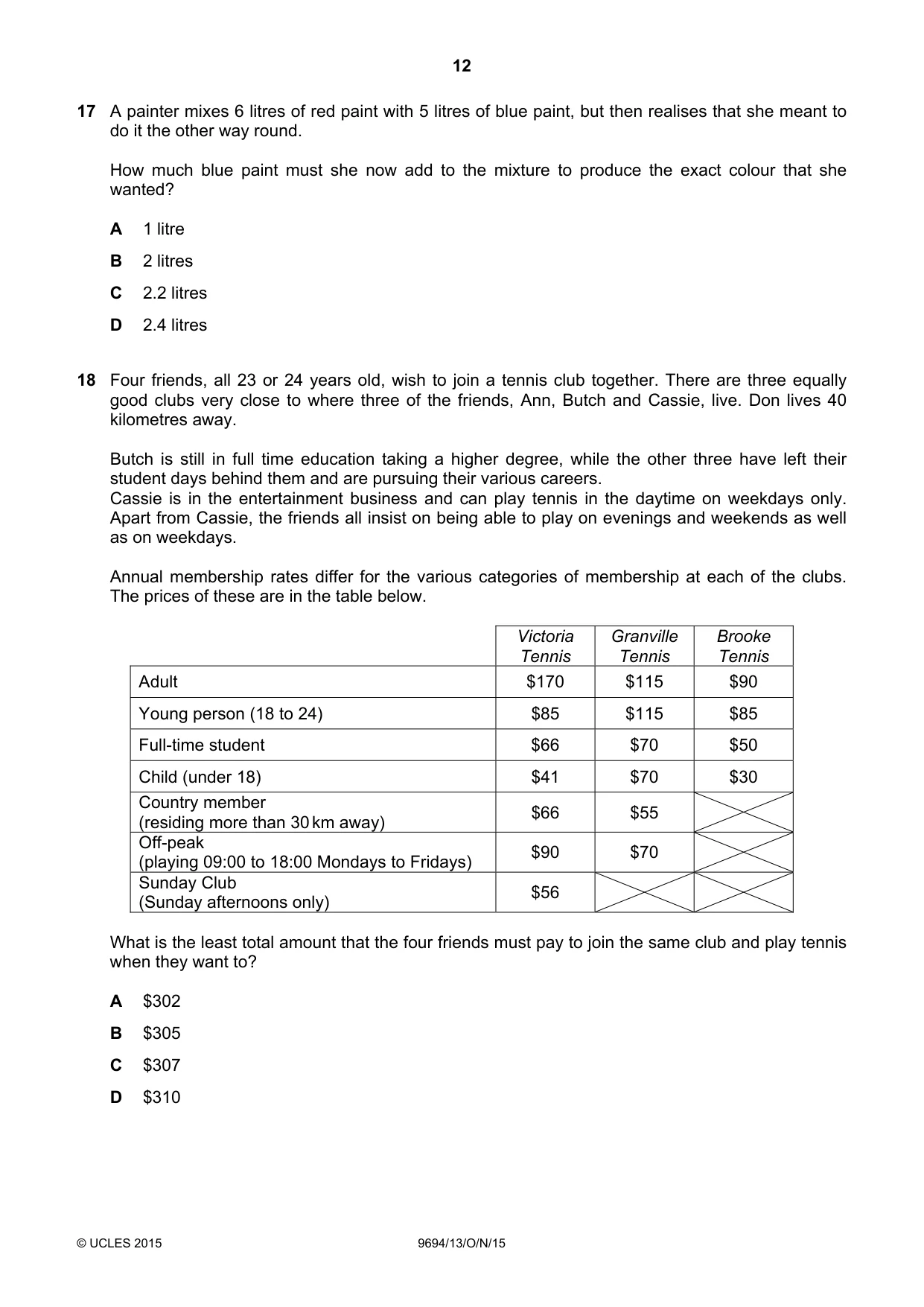 Cambridge A Level Thinking Skills 9694 2015 Oct/Nov Paper 1 · Variant 3 question paper, page 12 of 20