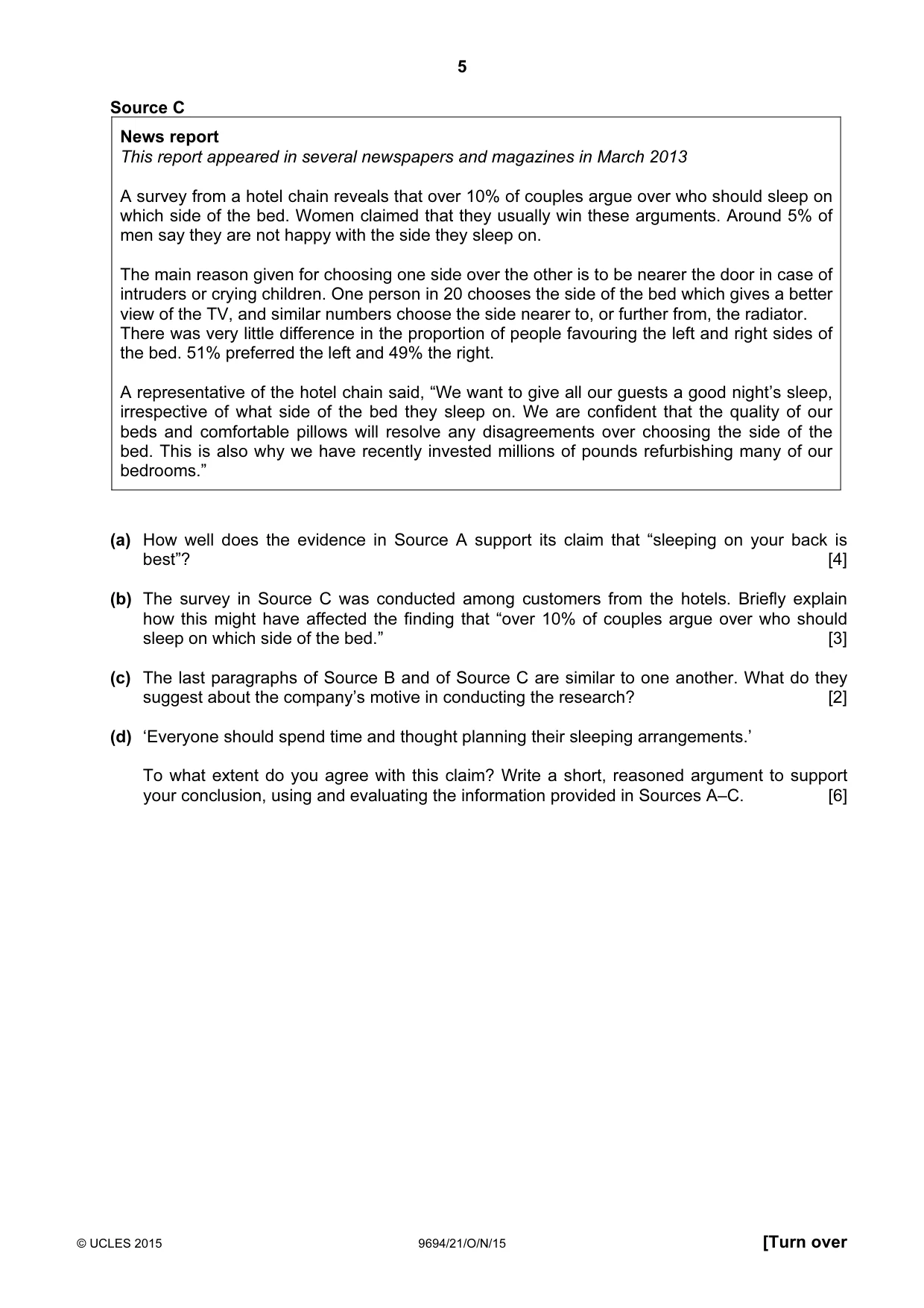 Cambridge A Level Thinking Skills 9694 2015 Oct/Nov Paper 2 · Variant 1 question paper, page 5 of 8