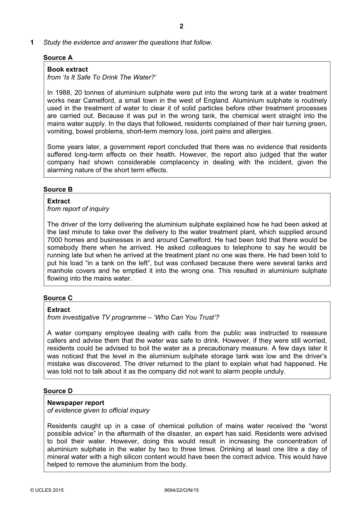 Cambridge A Level Thinking Skills 9694 2015 Oct/Nov Paper 2 · Variant 2 question paper, page 2 of 8