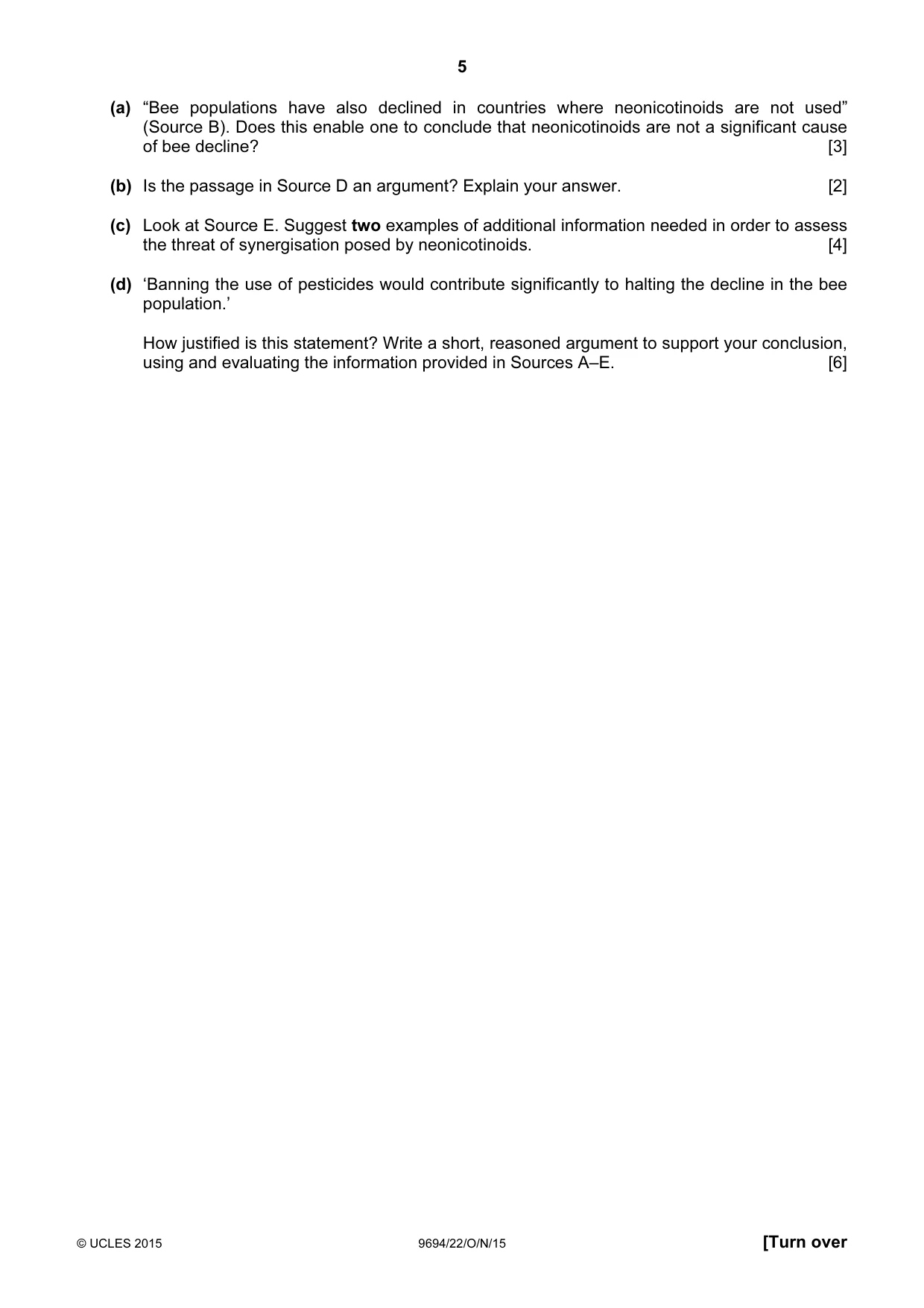 Cambridge A Level Thinking Skills 9694 2015 Oct/Nov Paper 2 · Variant 2 question paper, page 5 of 8