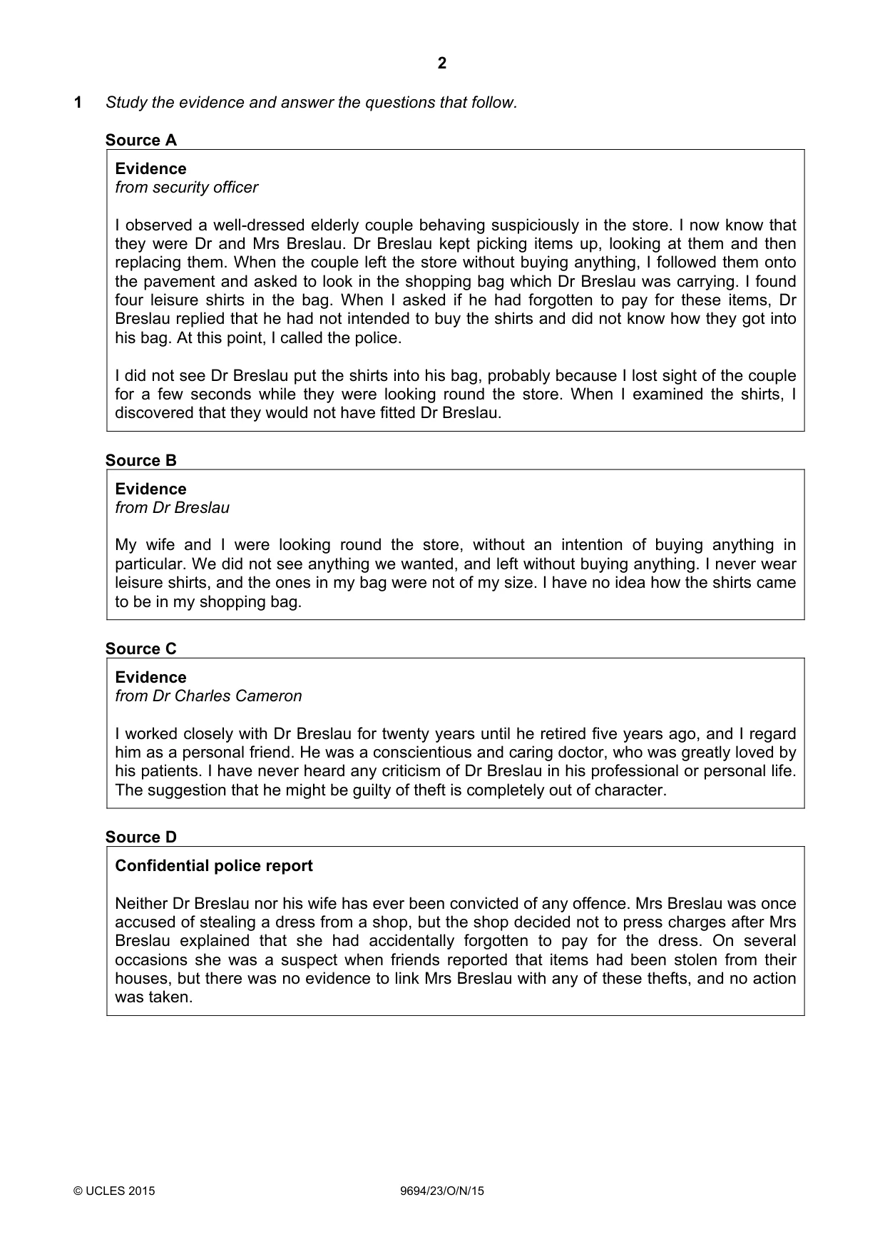 Cambridge A Level Thinking Skills 9694 2015 Oct/Nov Paper 2 · Variant 3 question paper, page 2 of 8