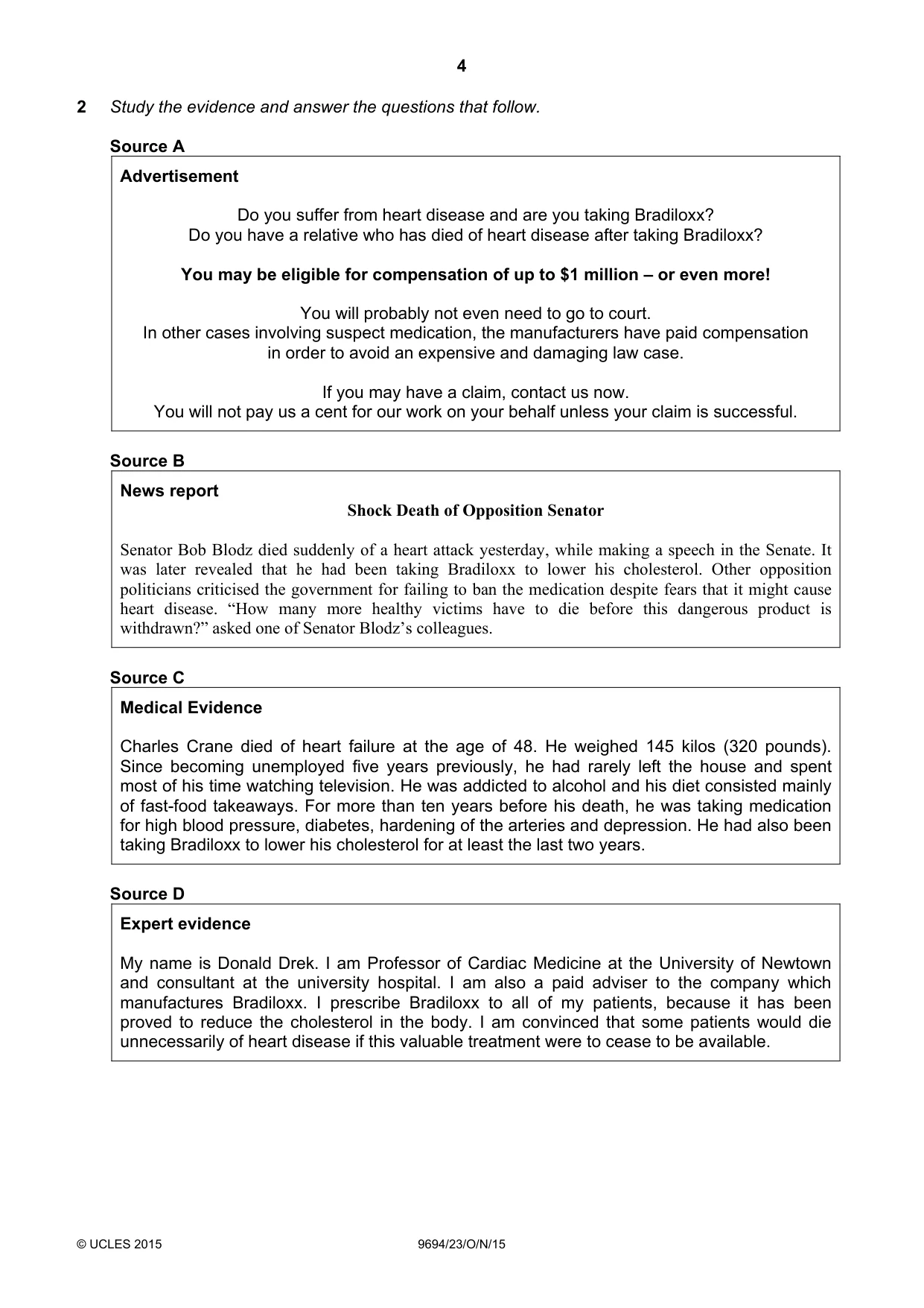 Cambridge A Level Thinking Skills 9694 2015 Oct/Nov Paper 2 · Variant 3 question paper, page 4 of 8