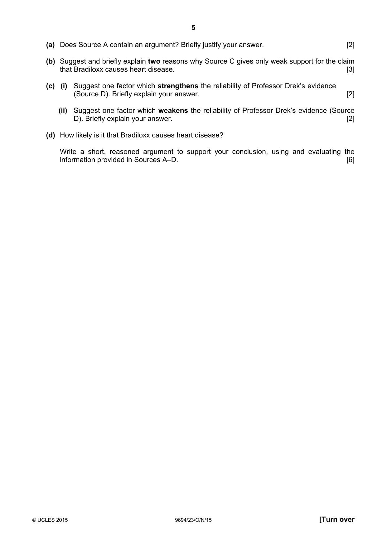 Cambridge A Level Thinking Skills 9694 2015 Oct/Nov Paper 2 · Variant 3 question paper, page 5 of 8