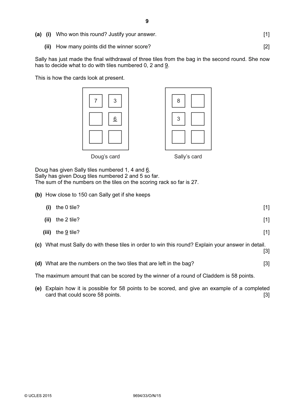Cambridge A Level Thinking Skills 9694 2015 Oct/Nov Paper 3 · Variant 3 question paper, page 9 of 12