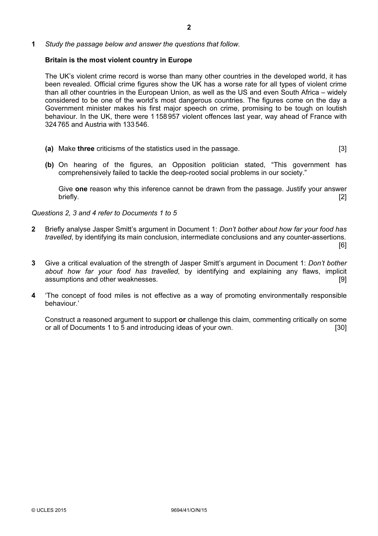 Cambridge A Level Thinking Skills 9694 2015 Oct/Nov Paper 4 · Variant 1 question paper, page 2 of 8