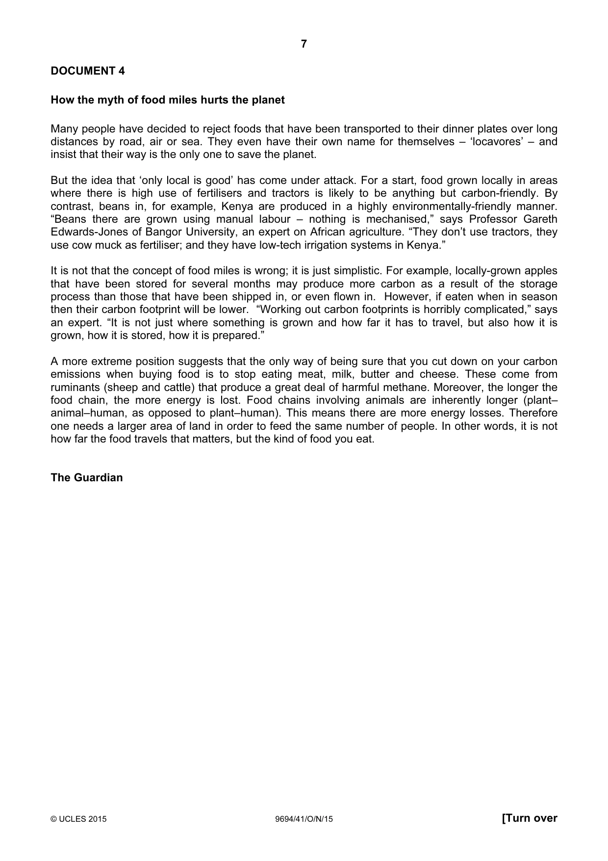 Cambridge A Level Thinking Skills 9694 2015 Oct/Nov Paper 4 · Variant 1 question paper, page 7 of 8