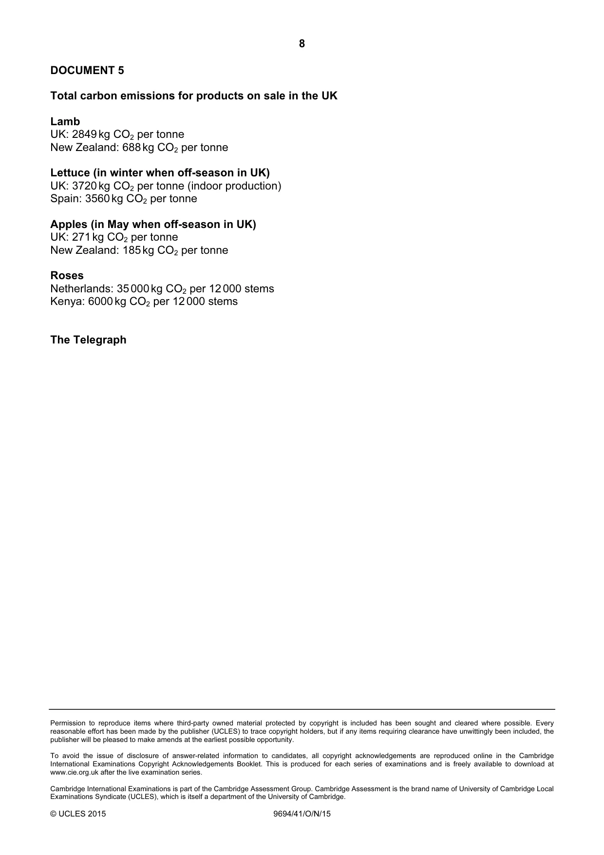 Cambridge A Level Thinking Skills 9694 2015 Oct/Nov Paper 4 · Variant 1 question paper, page 8 of 8