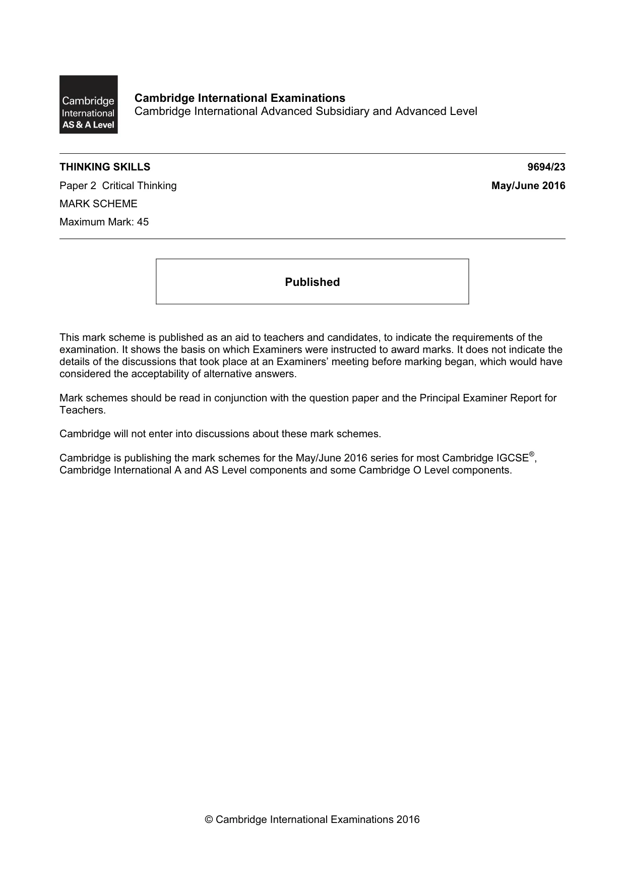 Mark scheme, page 1 of 8