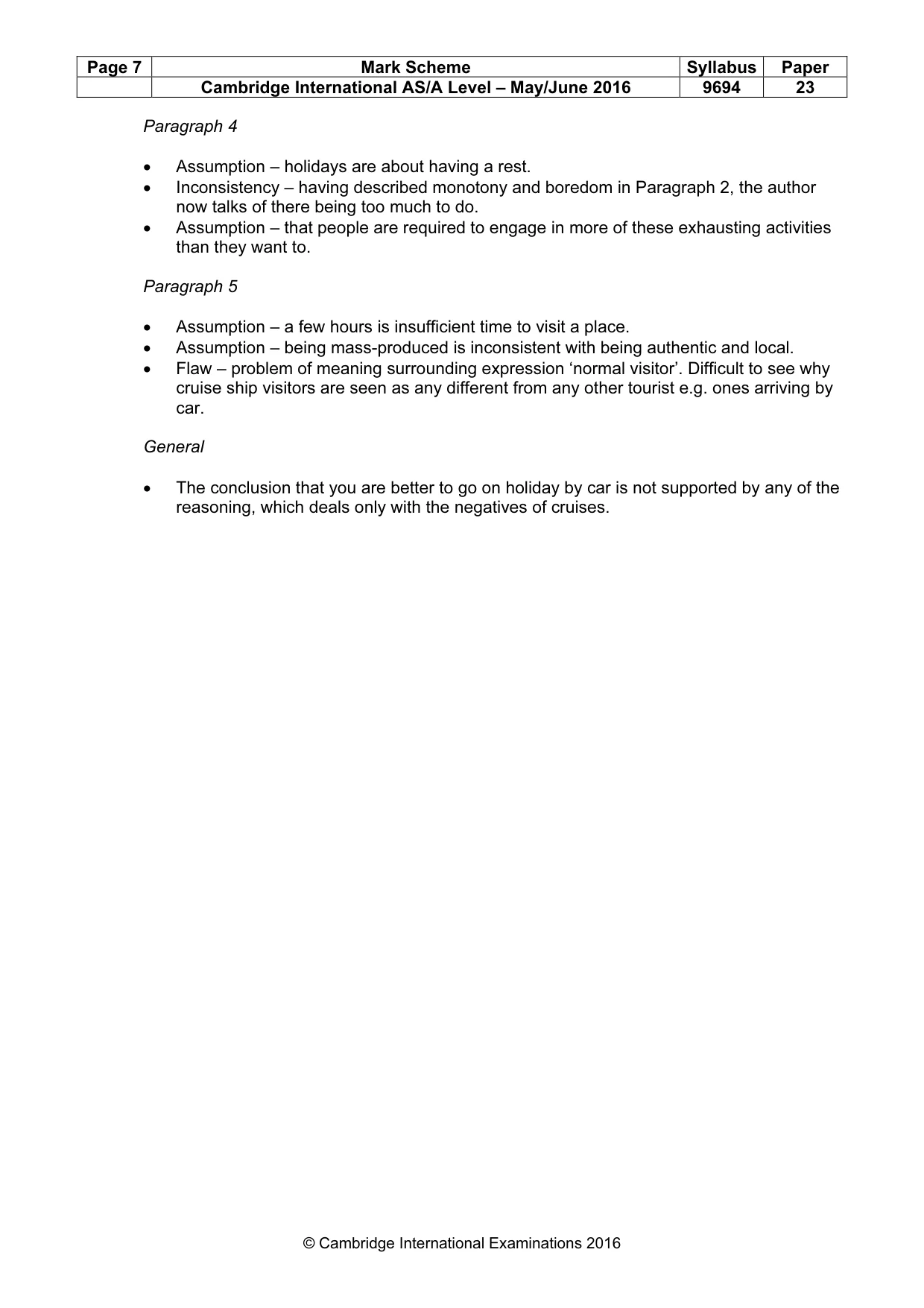 Mark scheme, page 7 of 8