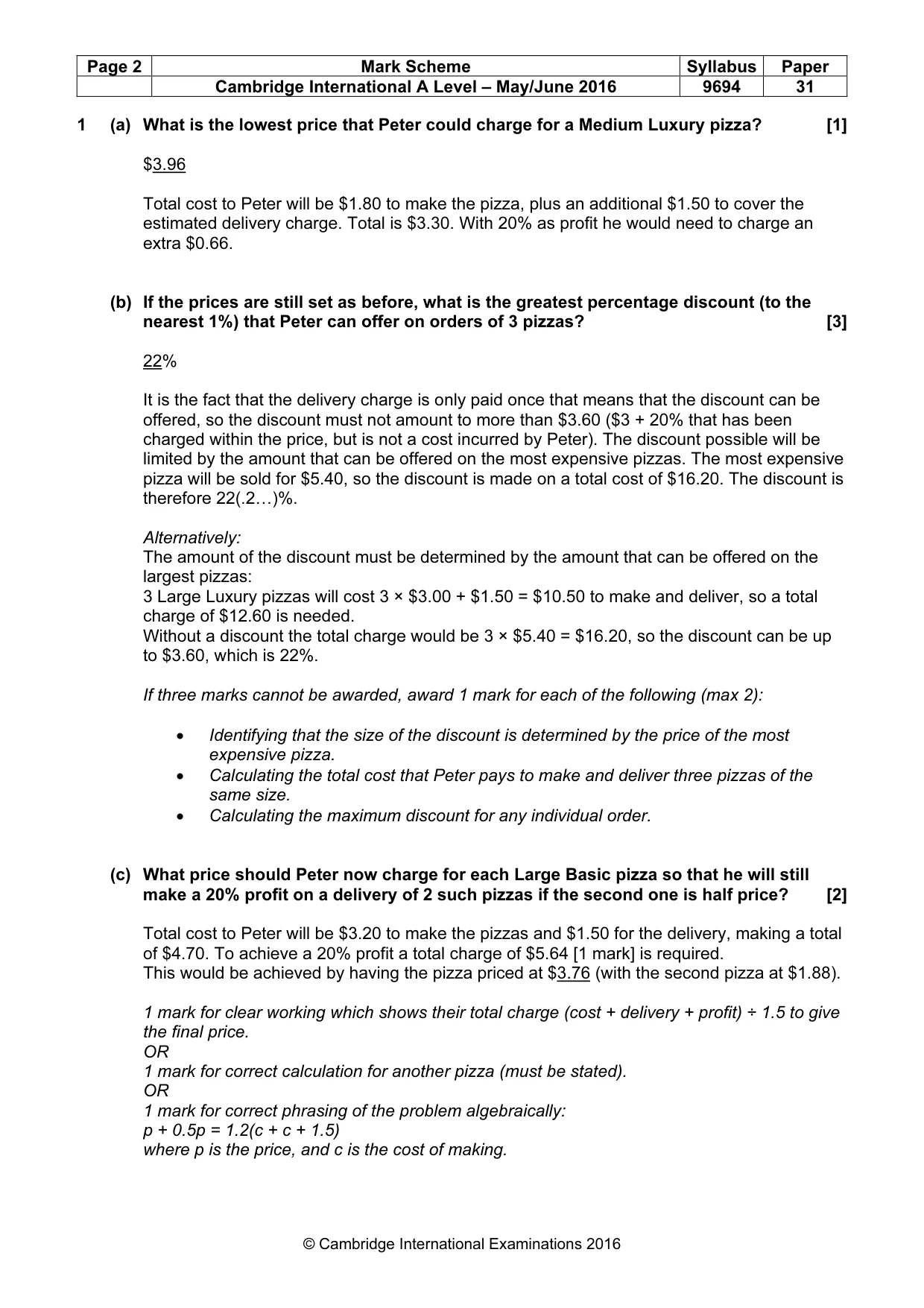 Mark scheme, page 2 of 9