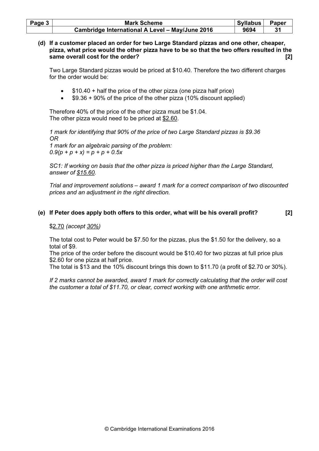 Mark scheme, page 3 of 9