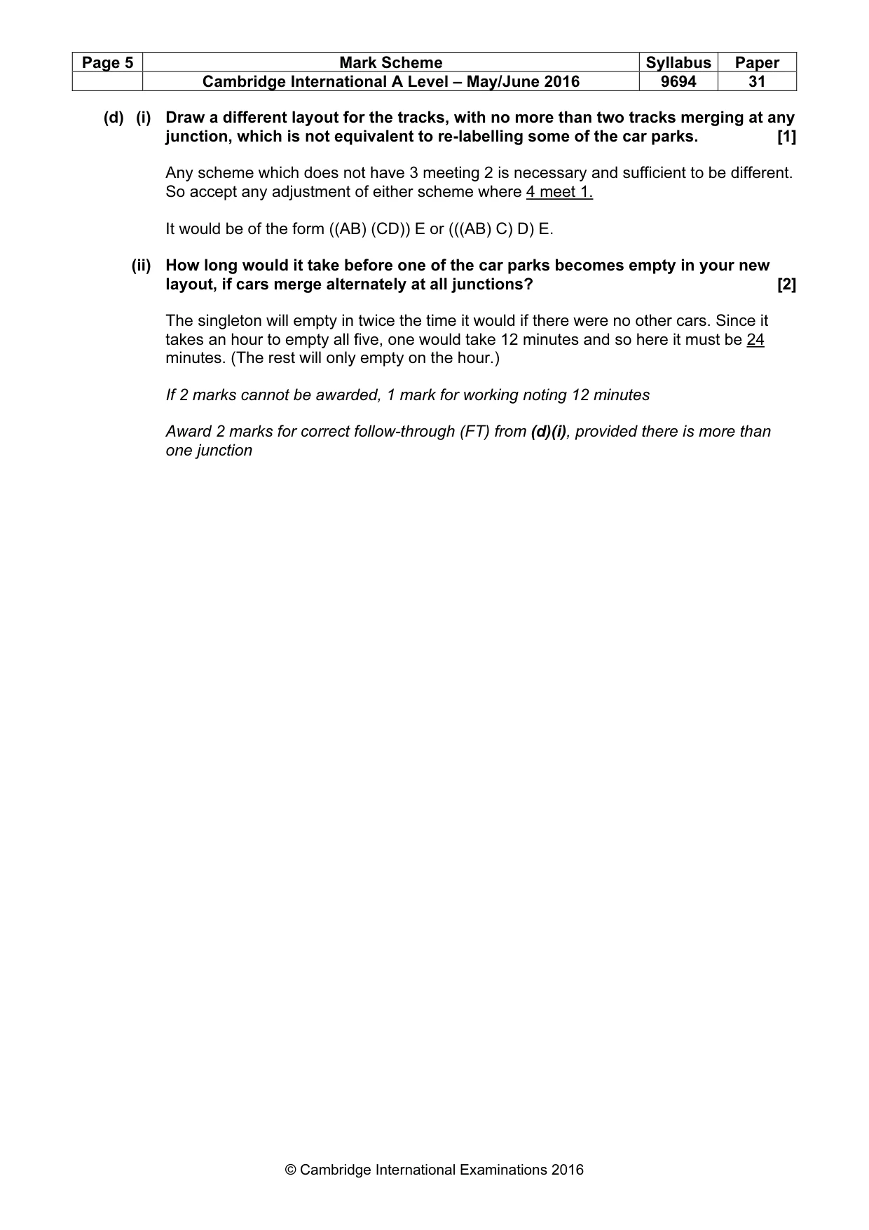 Mark scheme, page 5 of 9