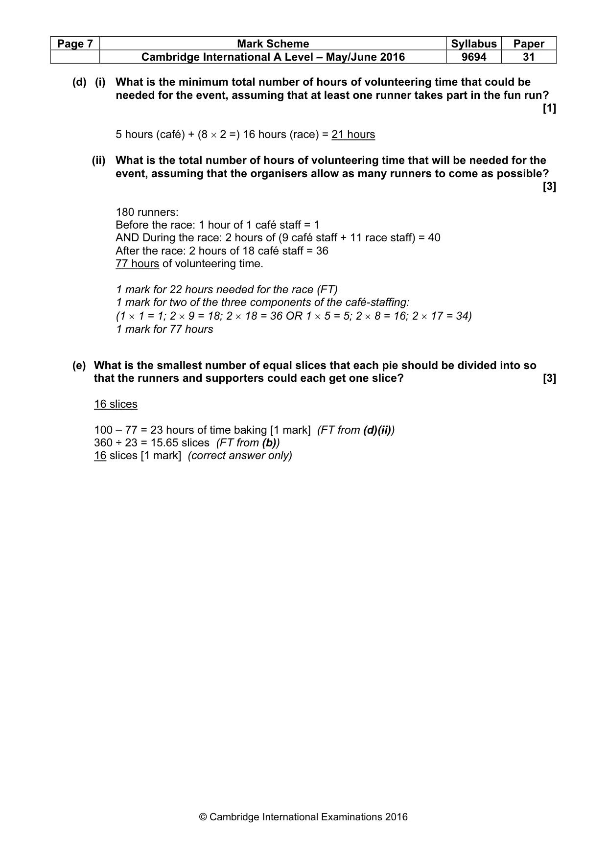 Mark scheme, page 7 of 9