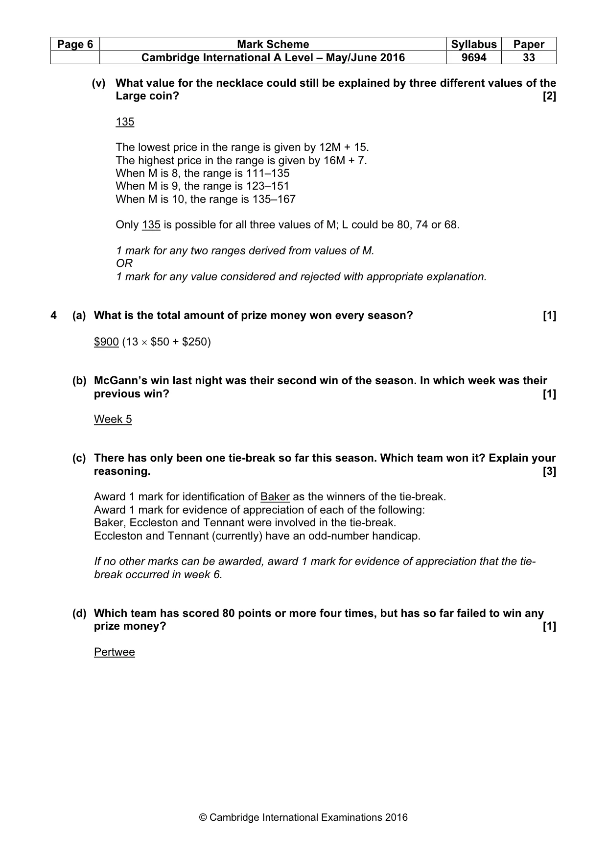 Mark scheme, page 6 of 7