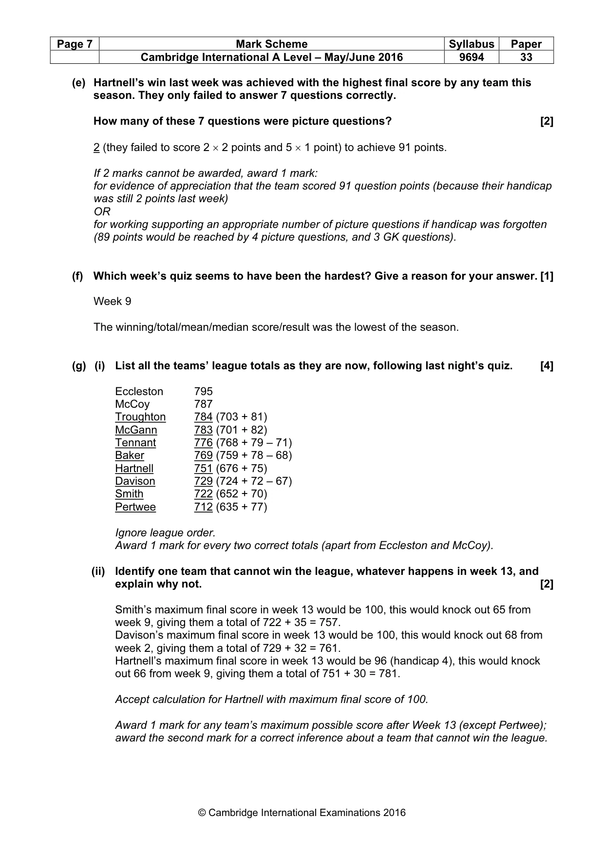 Mark scheme, page 7 of 7