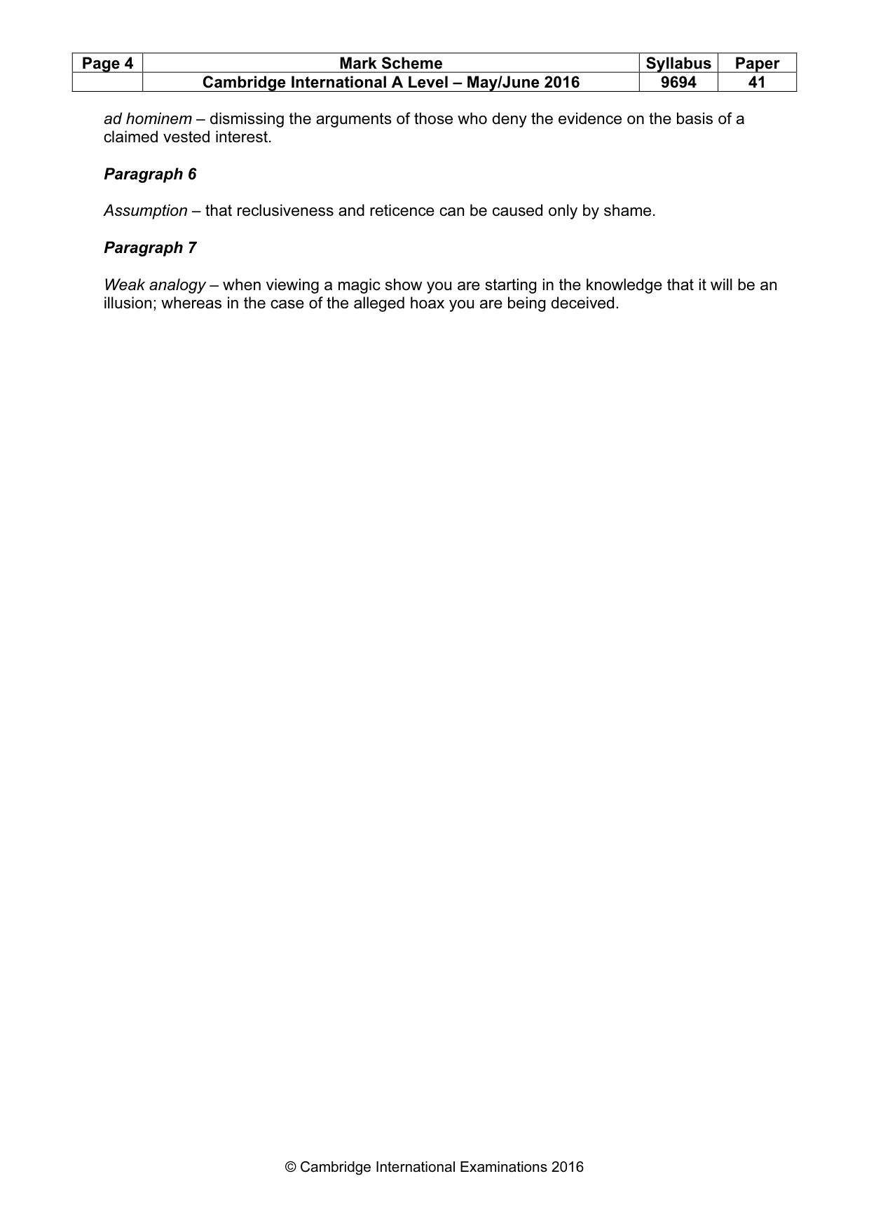 Mark scheme, page 4 of 9