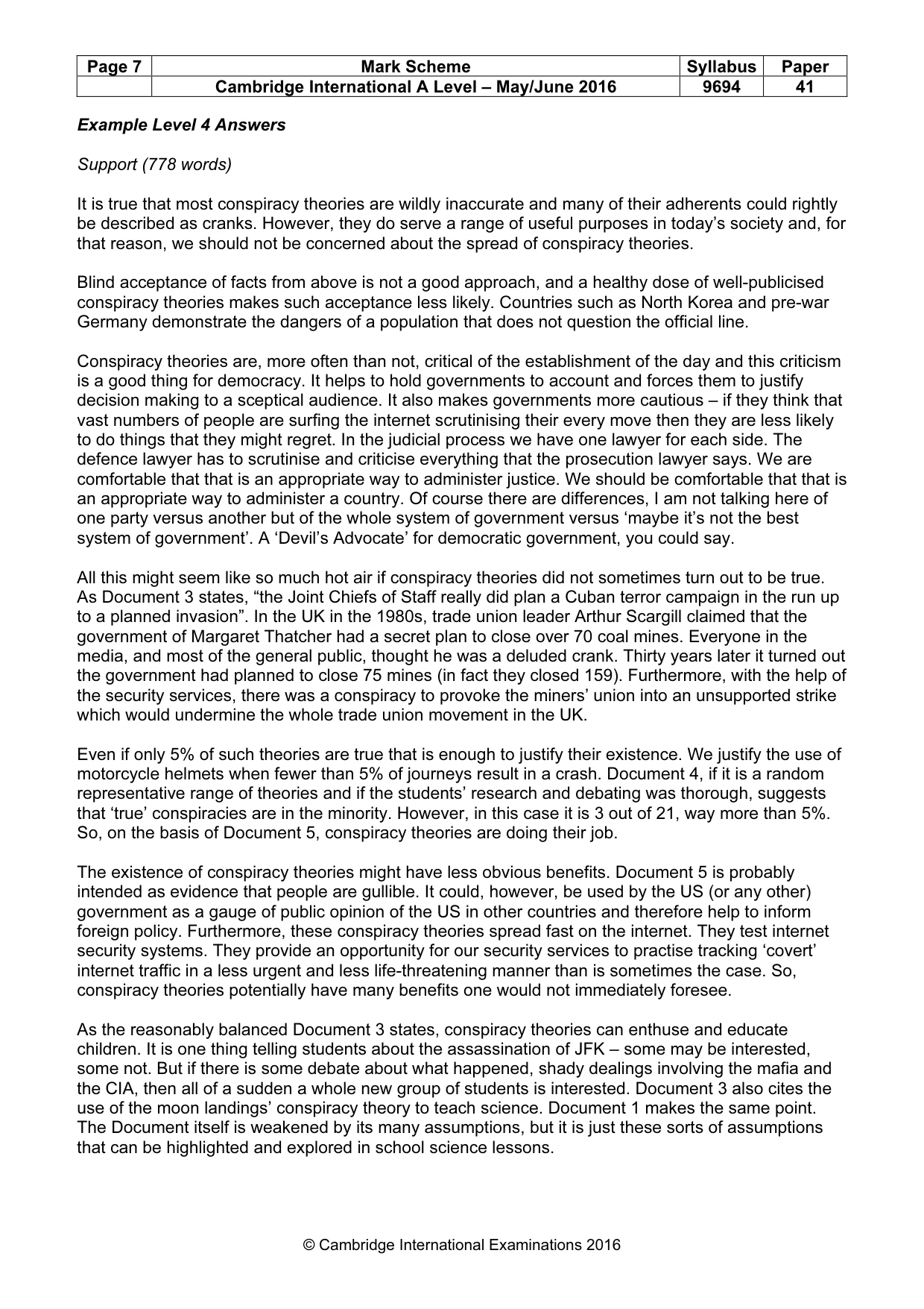 Mark scheme, page 7 of 9