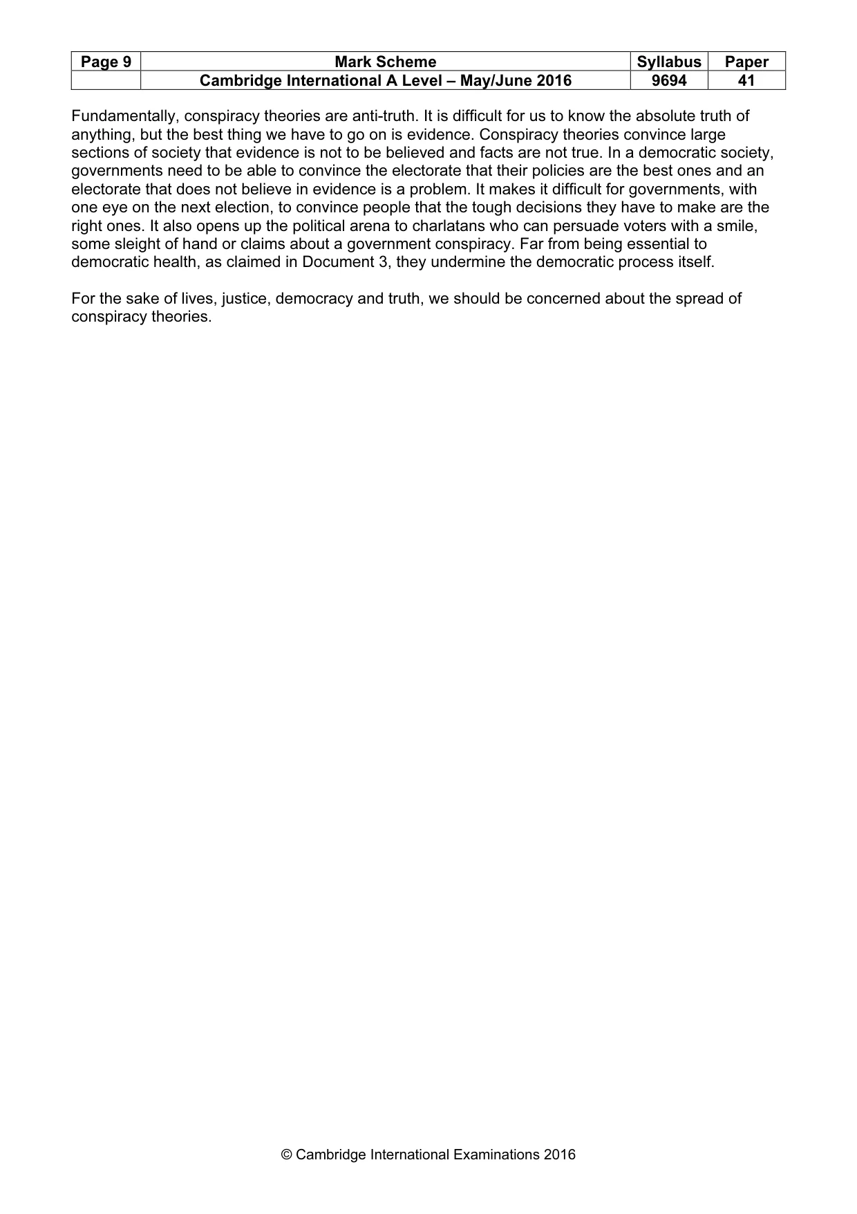 Mark scheme, page 9 of 9