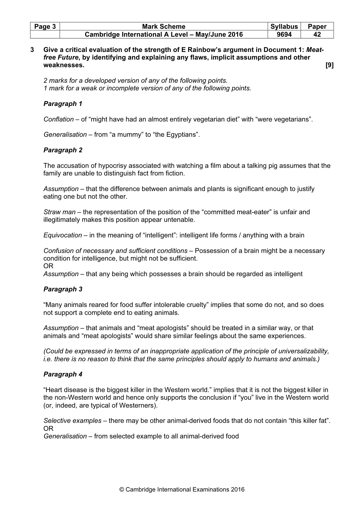 Mark scheme, page 3 of 8