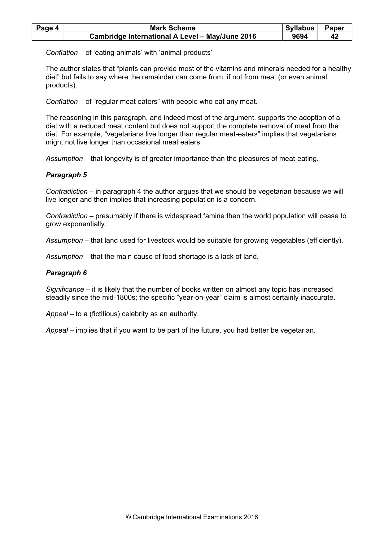 Mark scheme, page 4 of 8