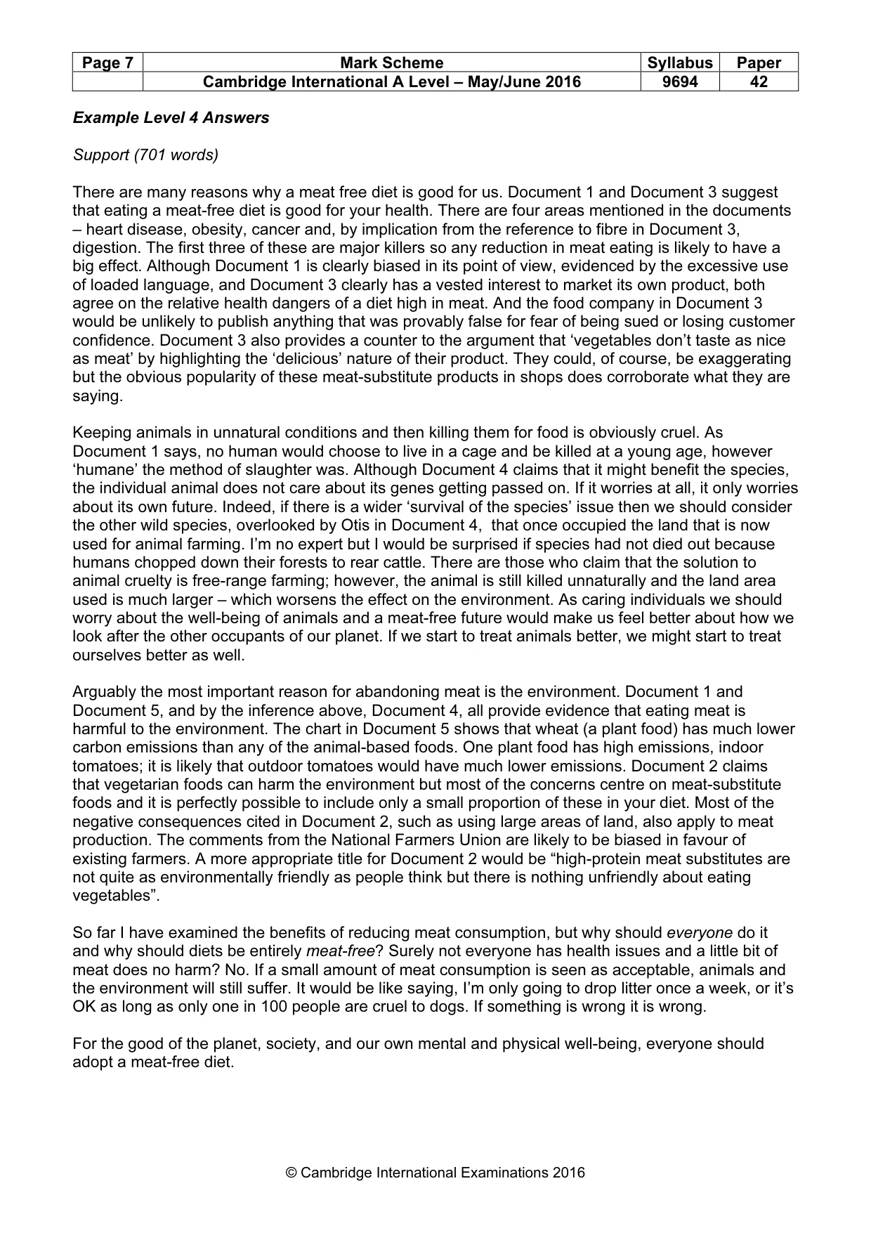 Mark scheme, page 7 of 8
