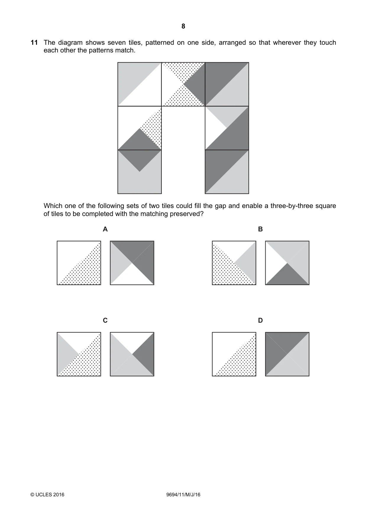 Cambridge A Level Thinking Skills 9694 2016 May/June Paper 1 · Variant 1 question paper, page 8 of 20