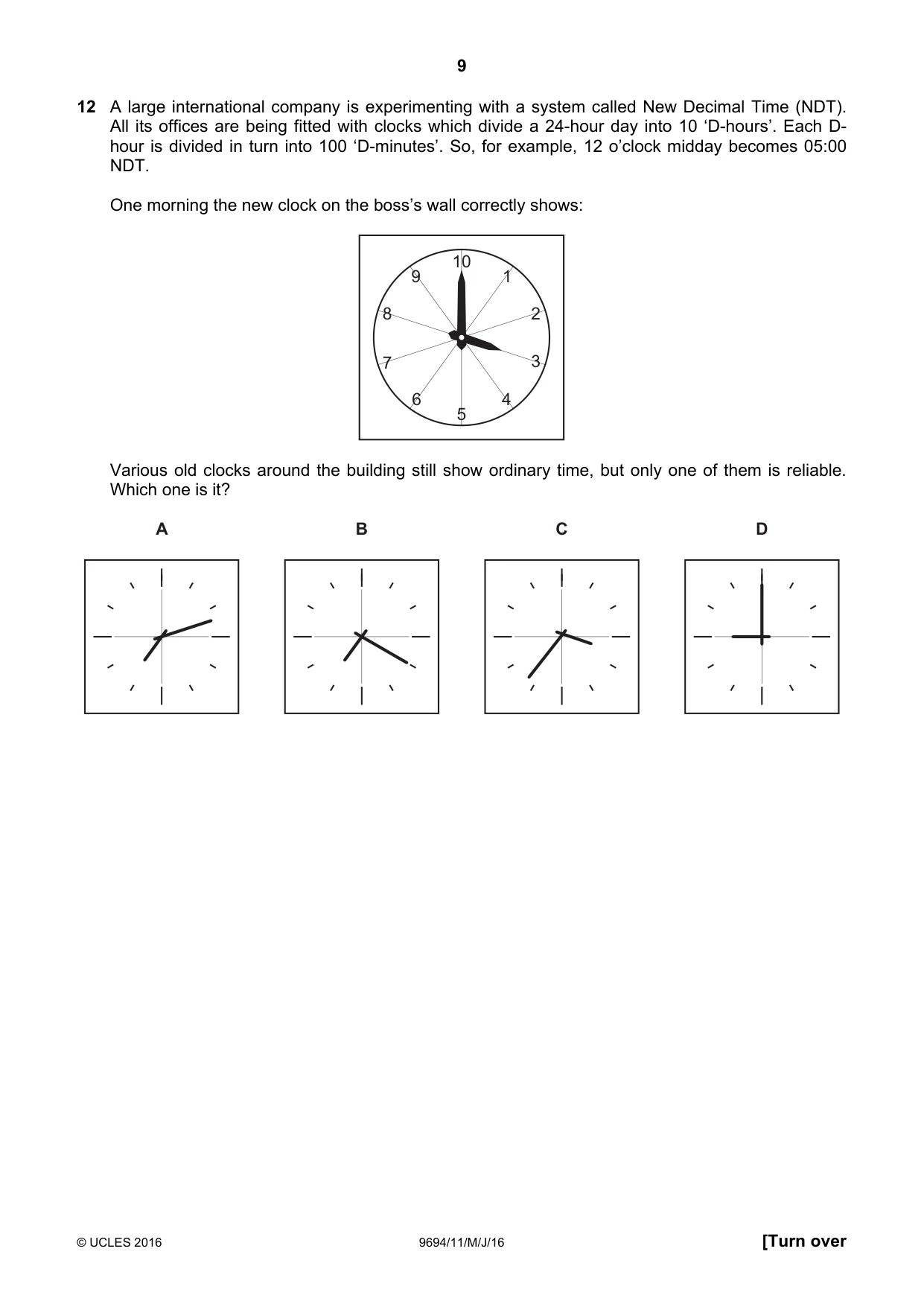 Cambridge A Level Thinking Skills 9694 2016 May/June Paper 1 · Variant 1 question paper, page 9 of 20
