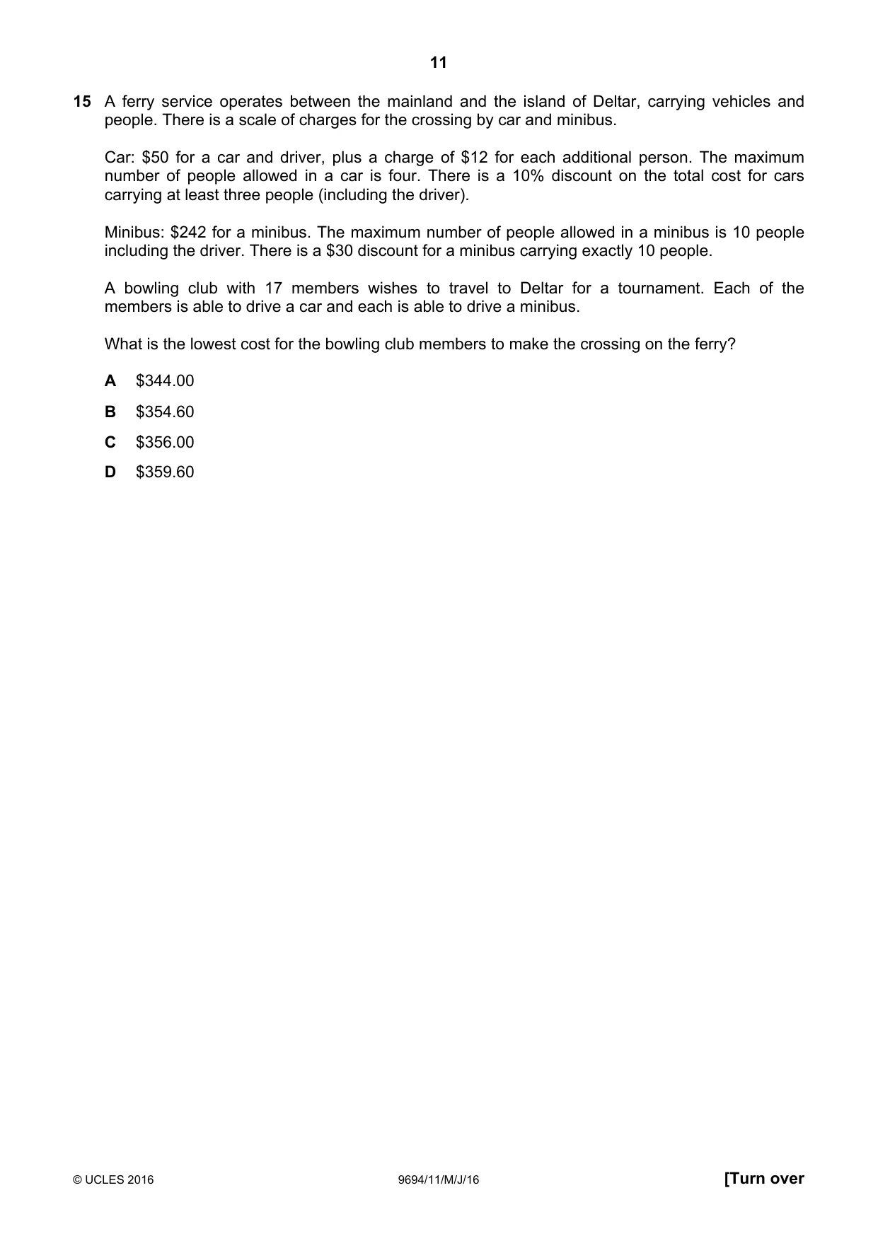 Cambridge A Level Thinking Skills 9694 2016 May/June Paper 1 · Variant 1 question paper, page 11 of 20