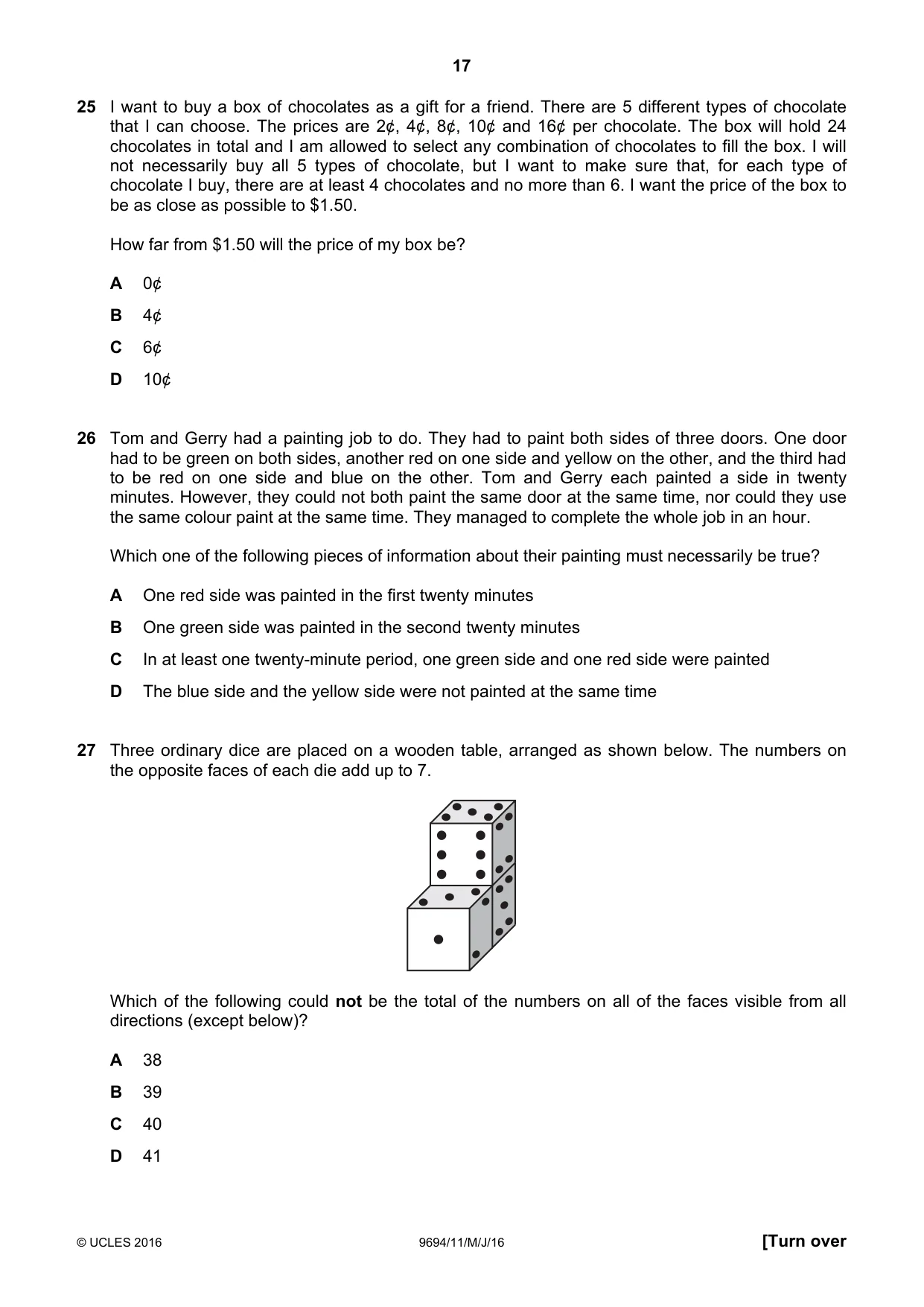 Cambridge A Level Thinking Skills 9694 2016 May/June Paper 1 · Variant 1 question paper, page 17 of 20