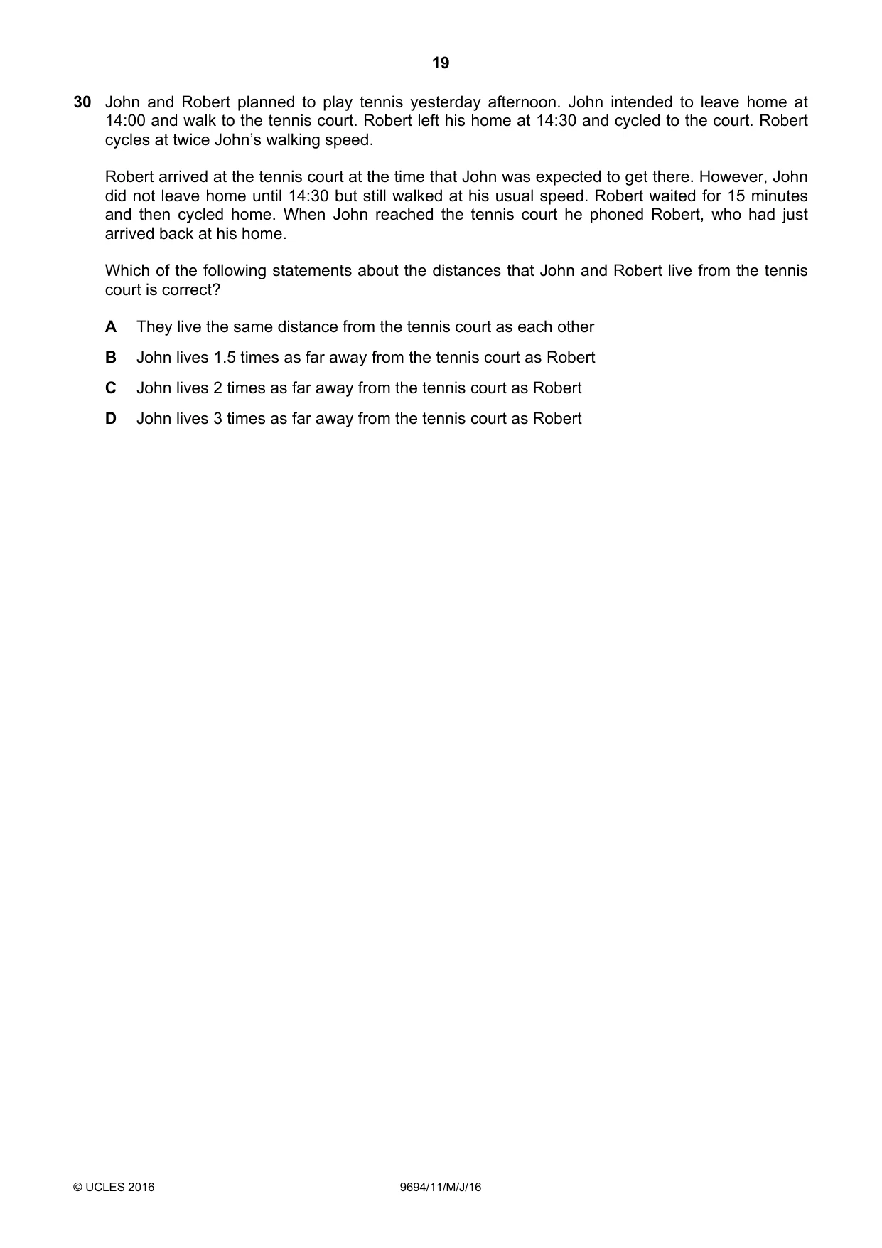 Cambridge A Level Thinking Skills 9694 2016 May/June Paper 1 · Variant 1 question paper, page 19 of 20