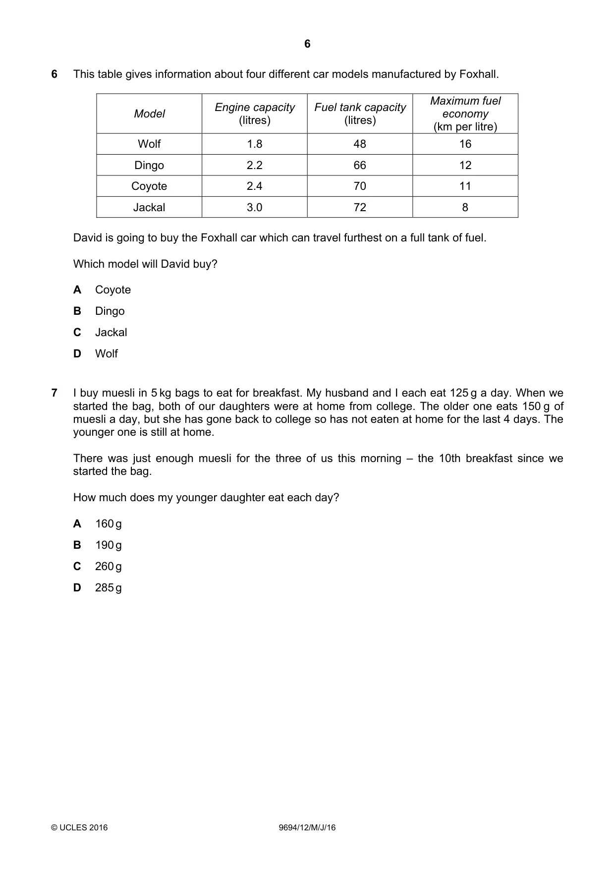 Cambridge A Level Thinking Skills 9694 2016 May/June Paper 1 · Variant 2 question paper, page 6 of 20