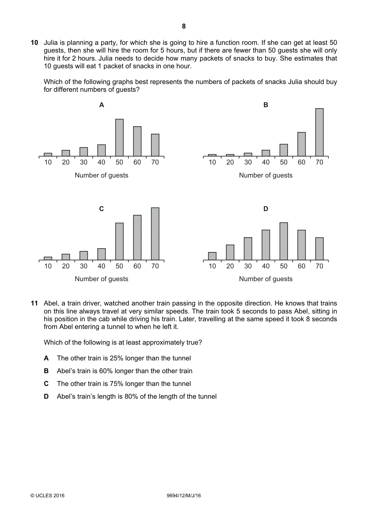 Cambridge A Level Thinking Skills 9694 2016 May/June Paper 1 · Variant 2 question paper, page 8 of 20