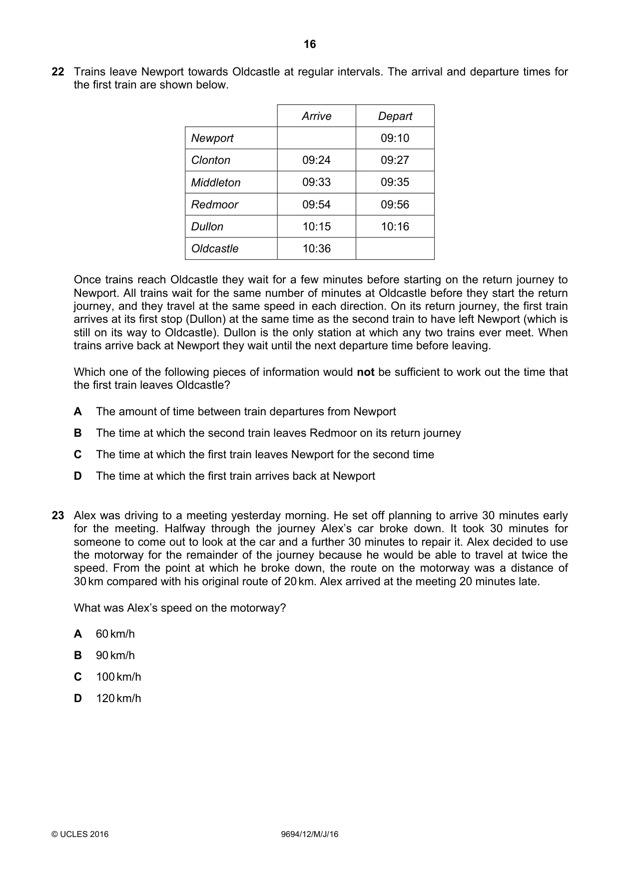 Cambridge A Level Thinking Skills 9694 2016 May/June Paper 1 · Variant 2 question paper, page 16 of 20
