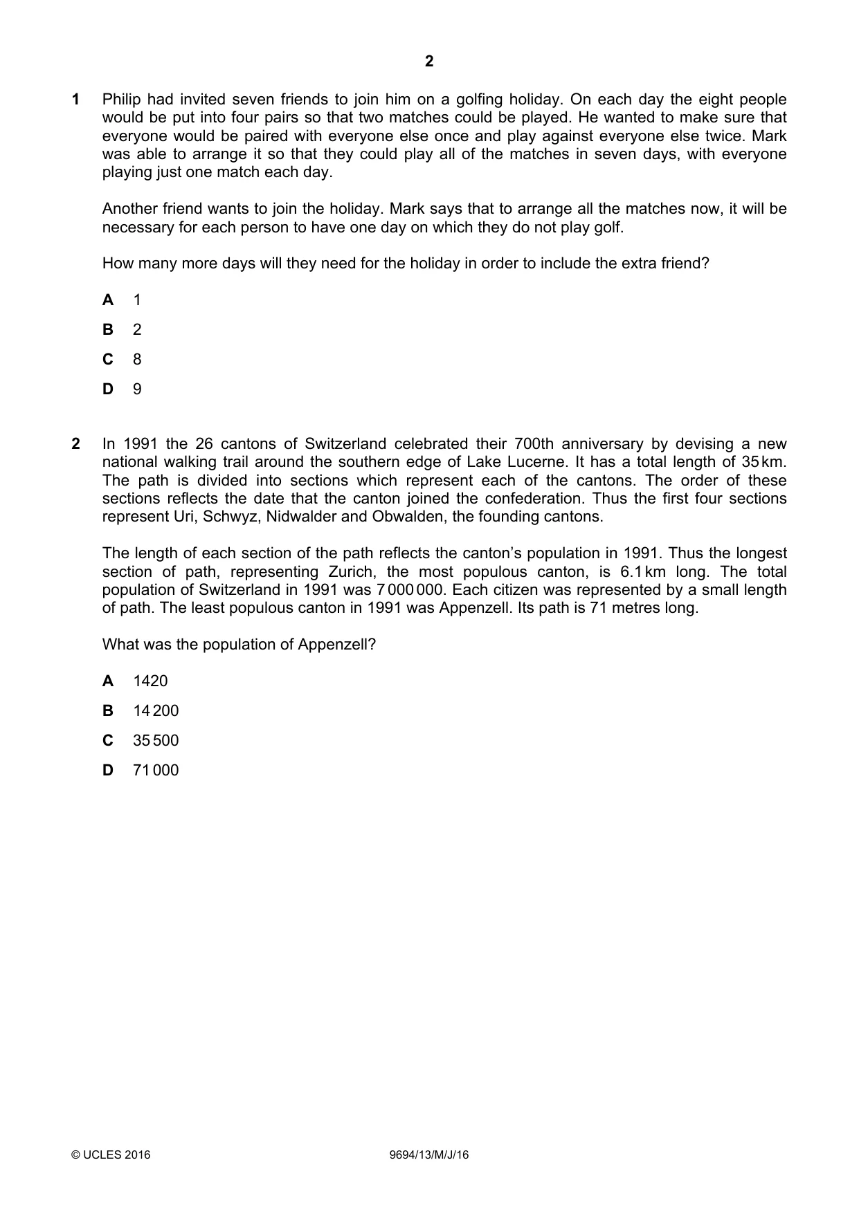 Cambridge A Level Thinking Skills 9694 2016 May/June Paper 1 · Variant 3 question paper, page 2 of 20